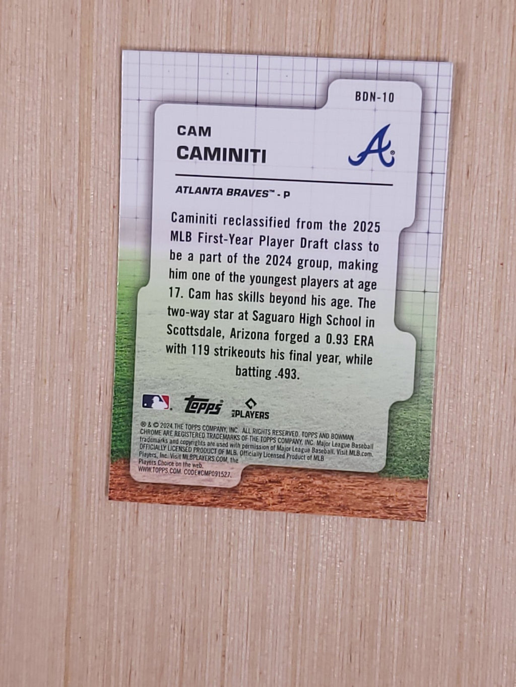2025 Bowman Chrome 2024 Draft Cam Caminiti BDN-10