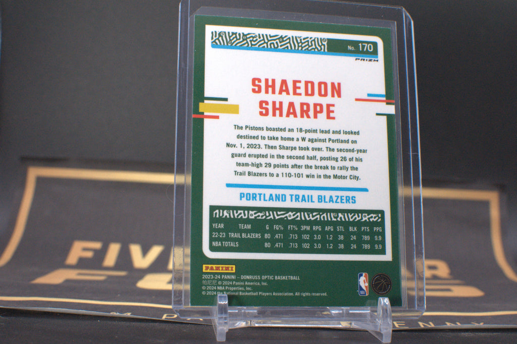 2023-24 Donruss Optic NBA Shaedon Sharpe #170 Purple **Free Shipping @ $10+**