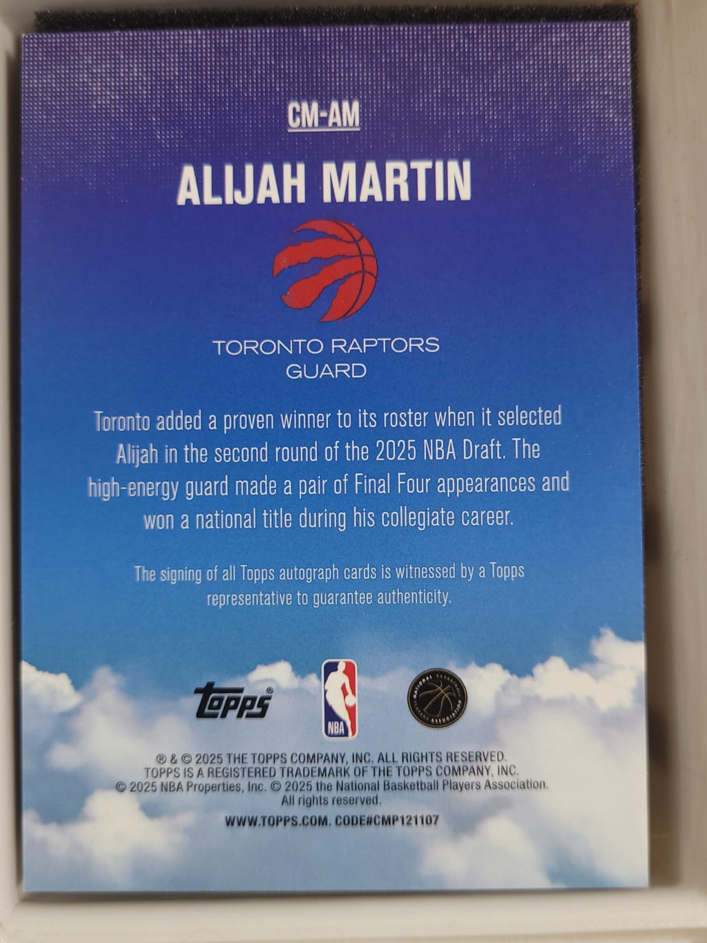 2025-26 Topps Basketball Alijiah Martin #CM-AM Auto Contemporary Marks