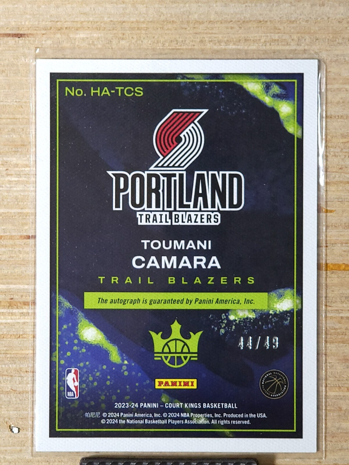 2023-24 Panini Court Kings - Heir Apparent Auto #HA-TCS Toumani Camara Purple