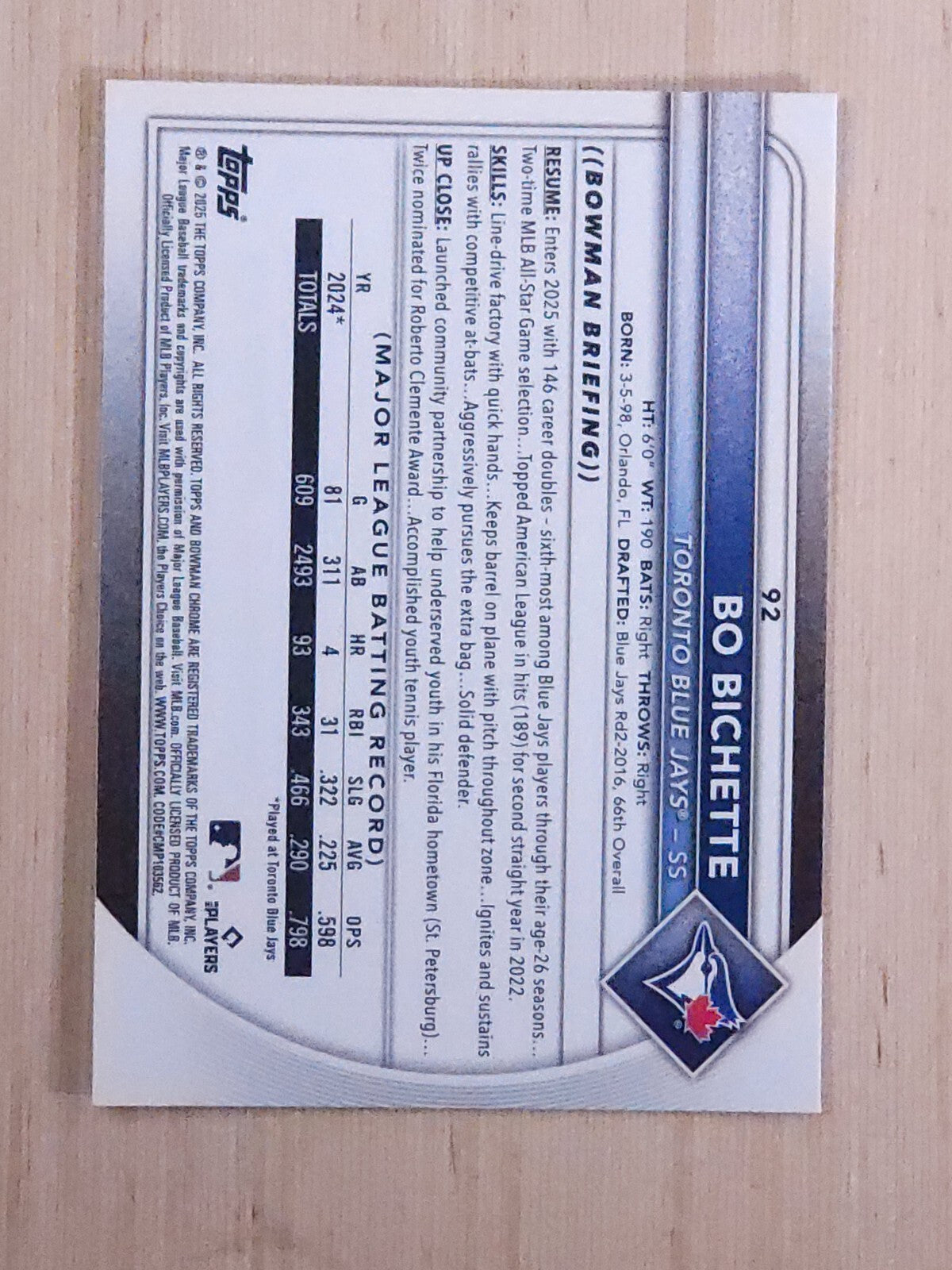 2025 Bowman Chrome Bo Bichette #92  Mega box Mojo