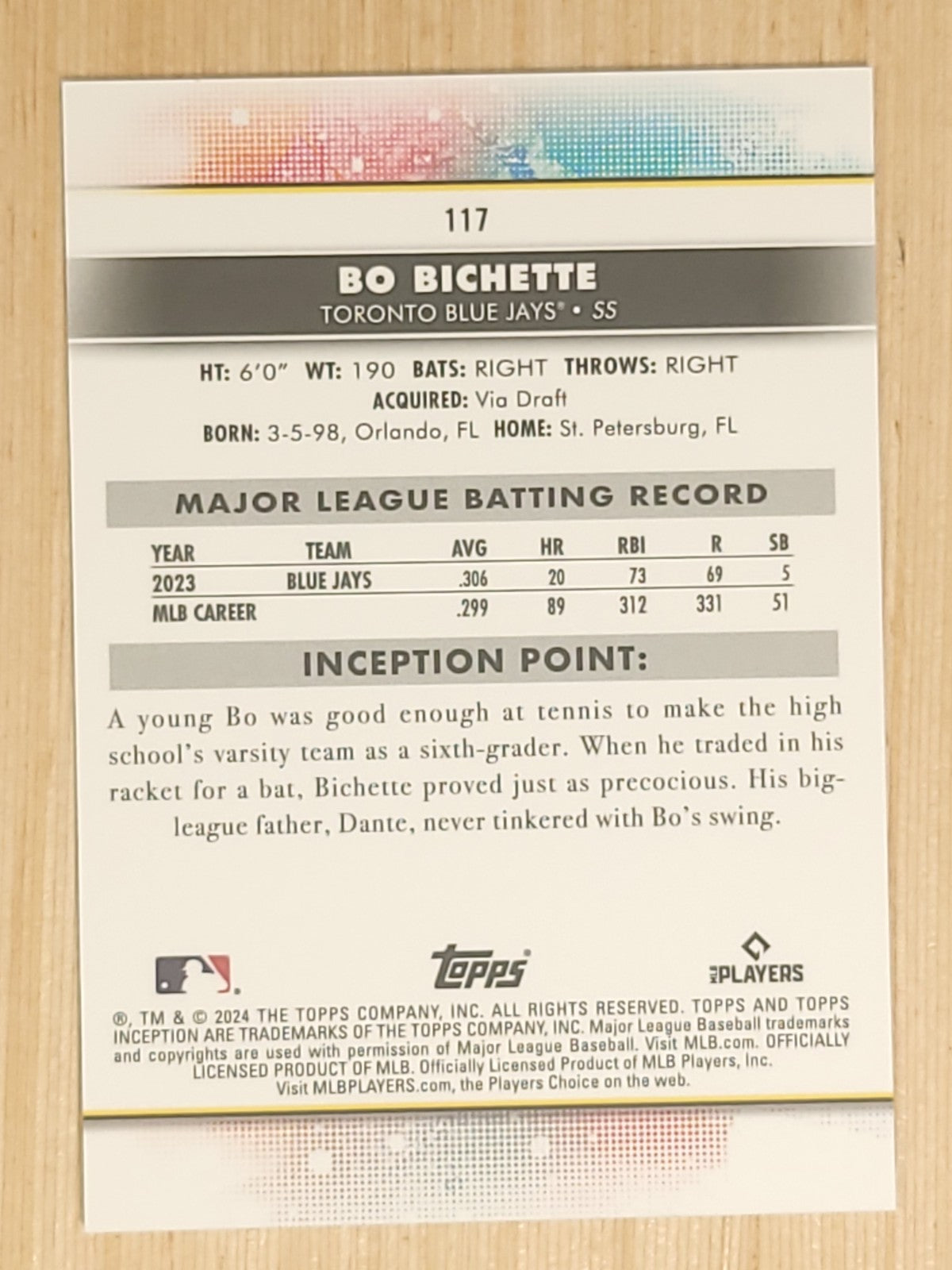 2024 Topps Inception - Bo Bichette #117
