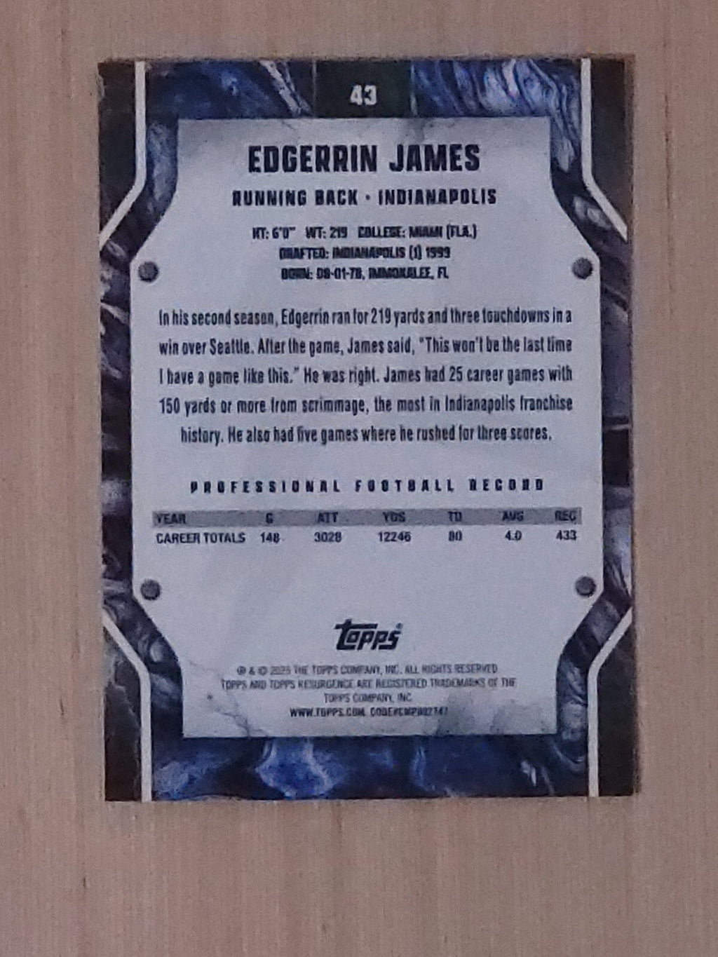 2025 Topps Resurgence #43 Edgerrin James Hyper