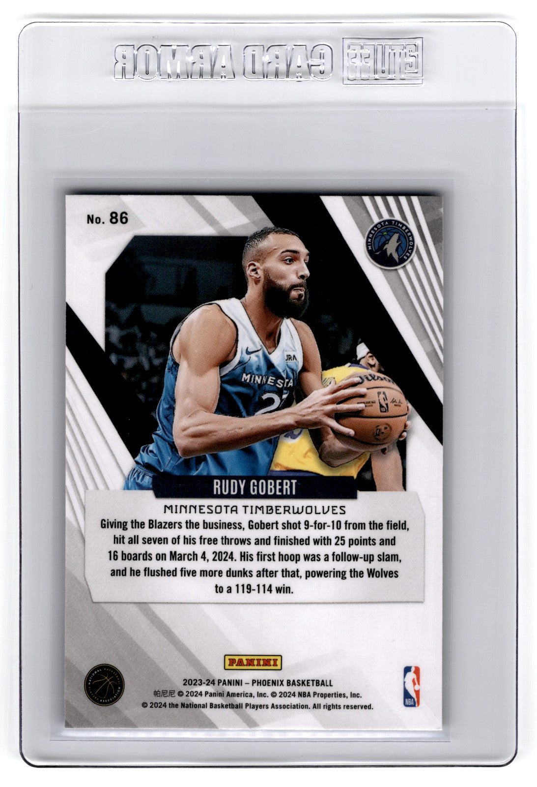 2023 Panini Phoenix Rudy Gobert #86 **Free Shipping @ $10+**