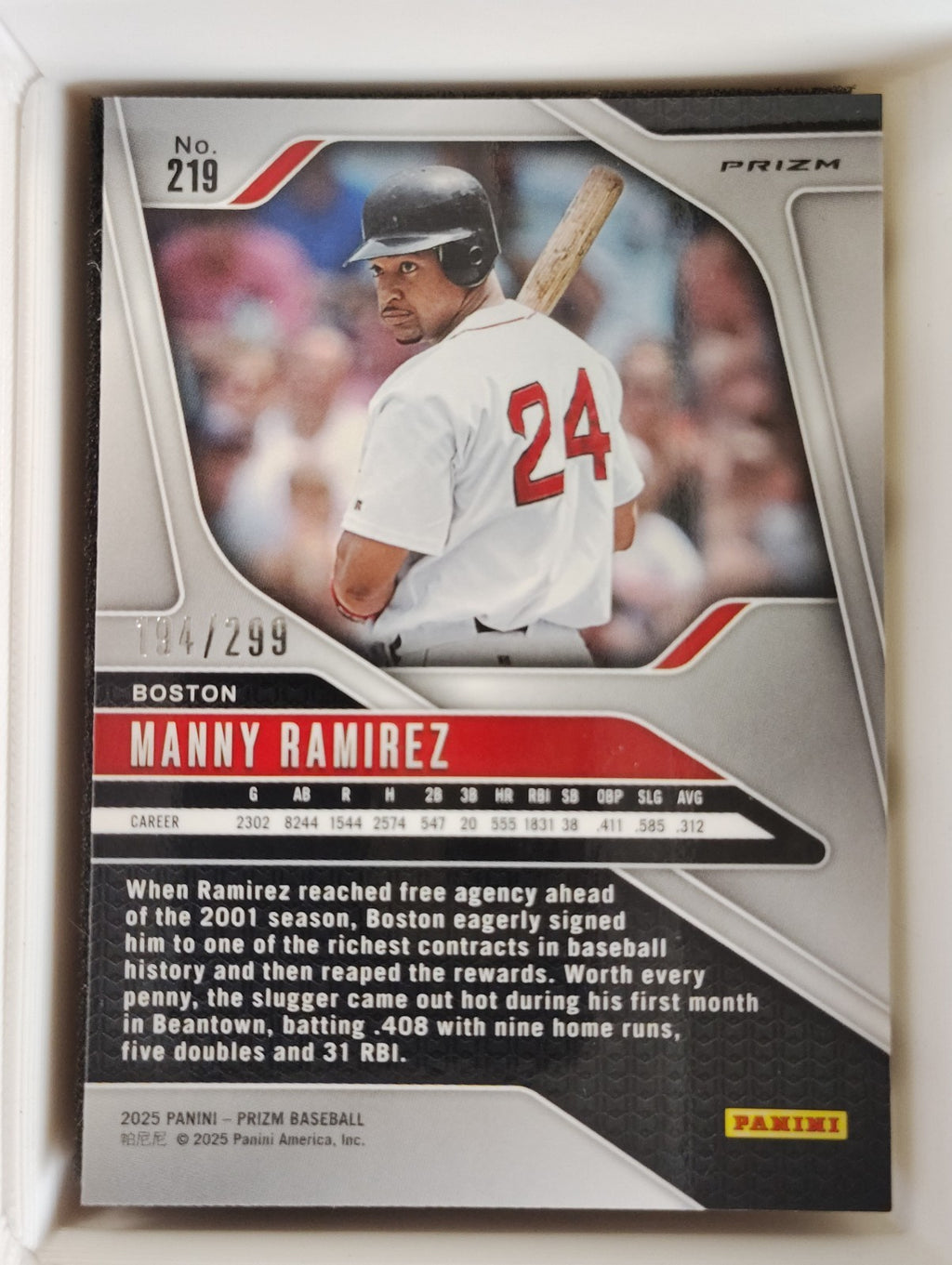 2025 Panini Prizm #219 Manny Ramirez 194/299 Red