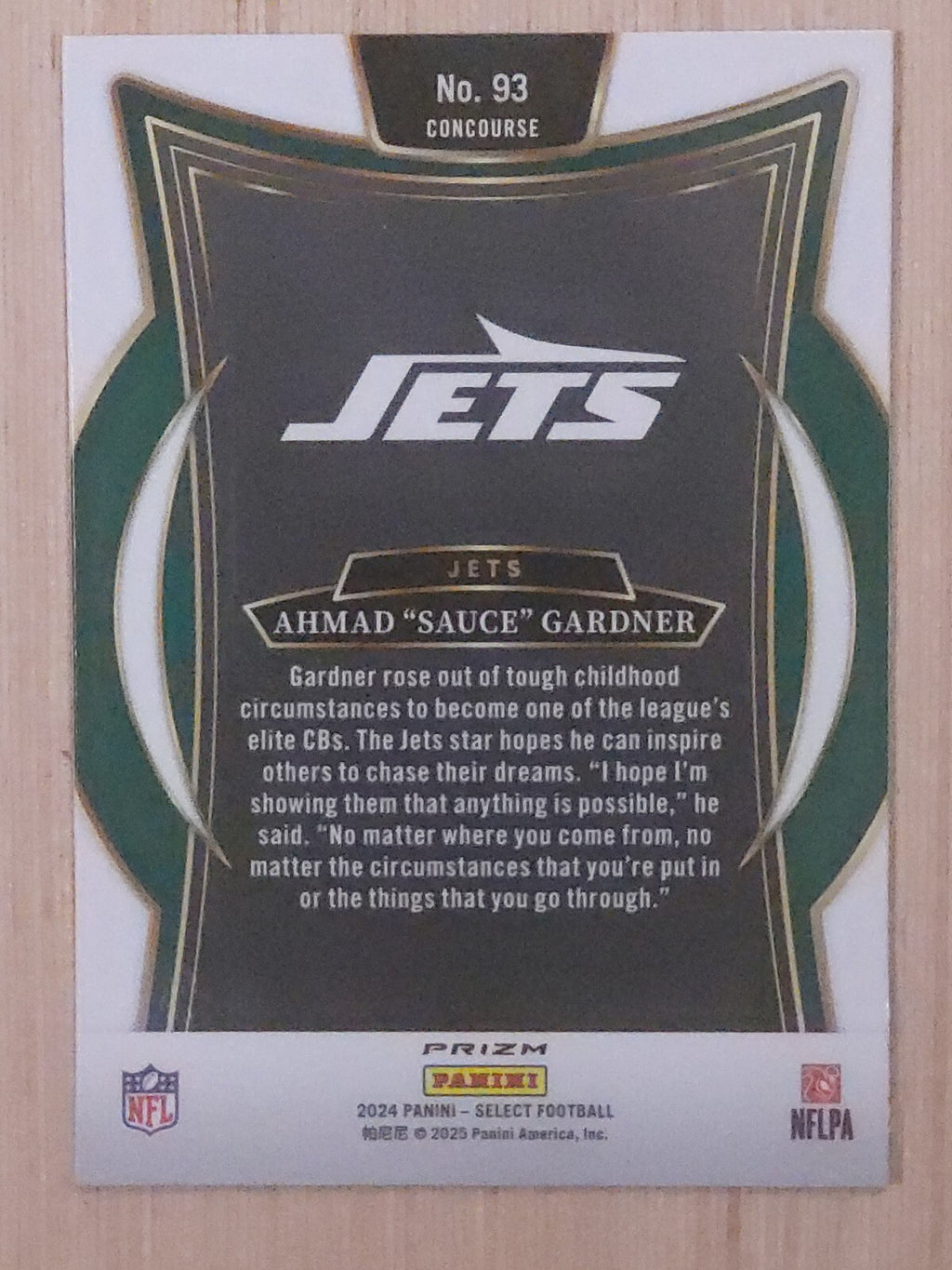 2024 Panini Select #93 Ahmad "Sauce" Gardner  Red, White, Blue Shock