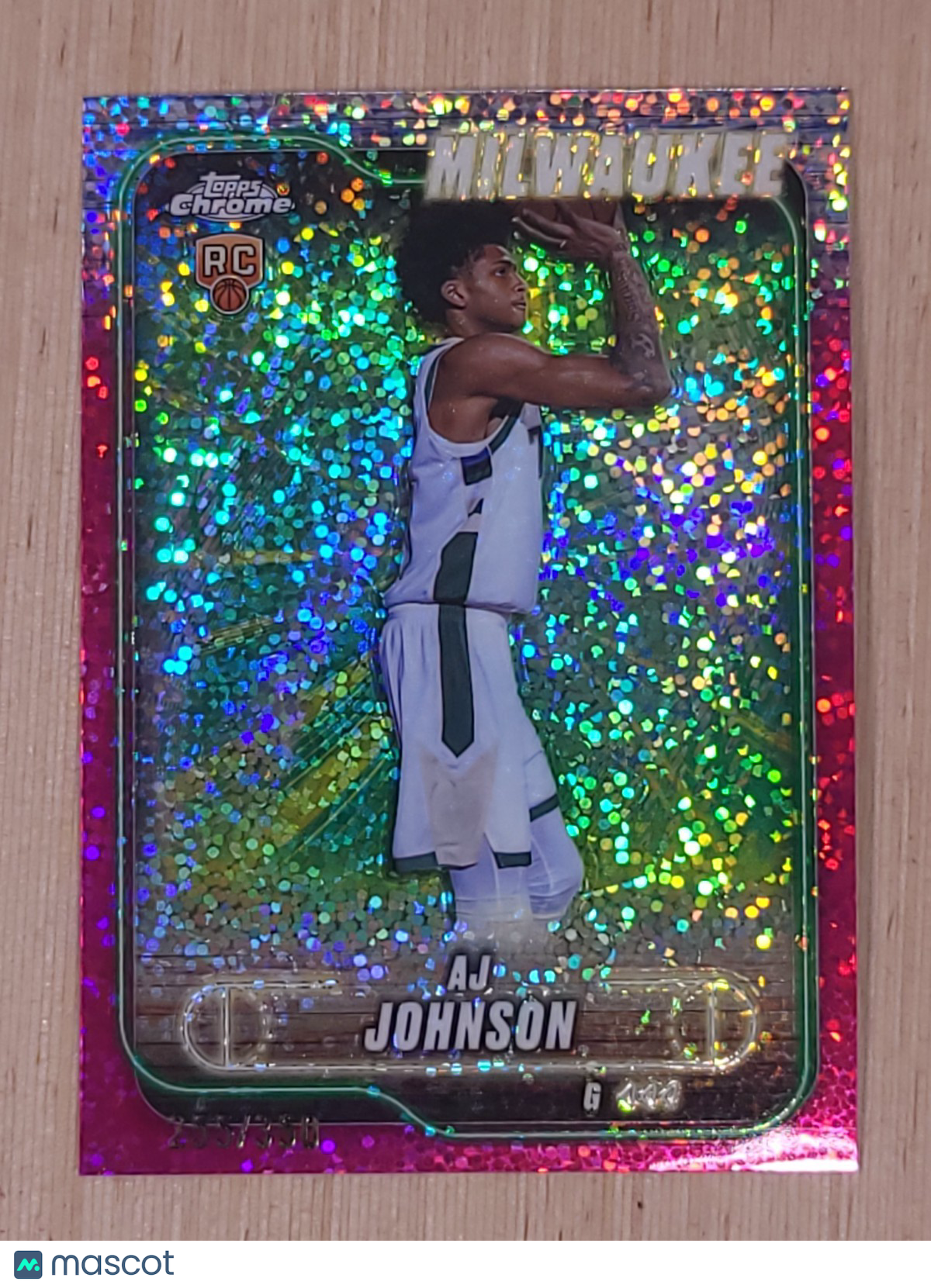2024-25 Topps Chrome #145 AJ Johnson Pink Mini Diamond 255/350