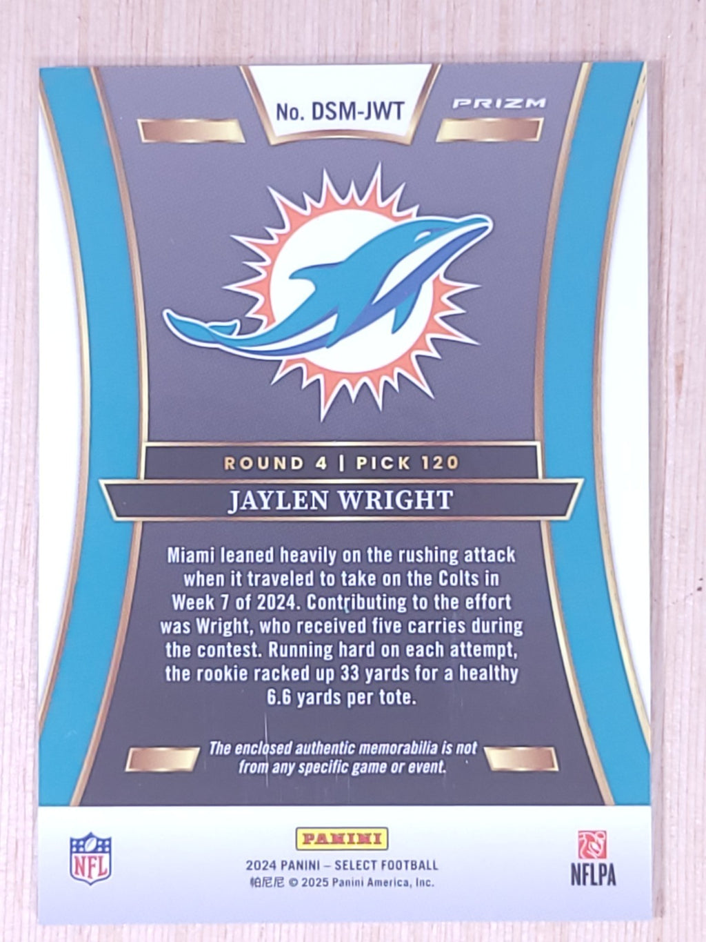 2024 Panini Select Draft Selections #DSM-JWT Jaylen Wright
