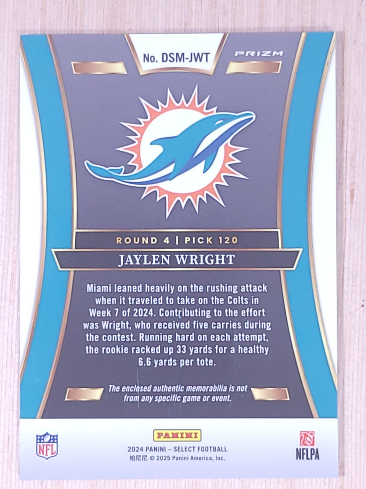2024 Panini Select Draft Selections #DSM-JWT Jaylen Wright