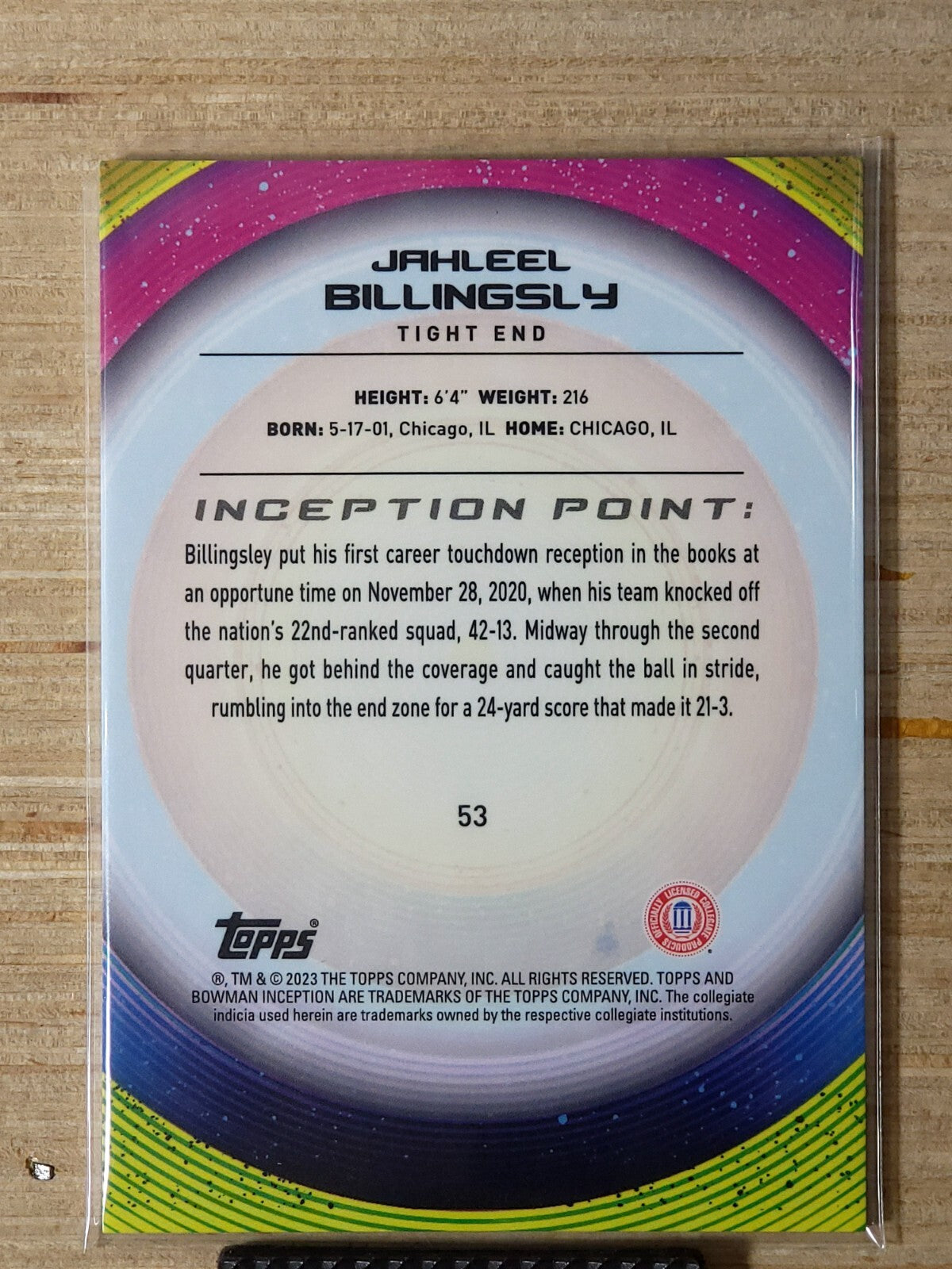 2022-23 Bowman Inception University - #53 Jahleel Billingsly Green