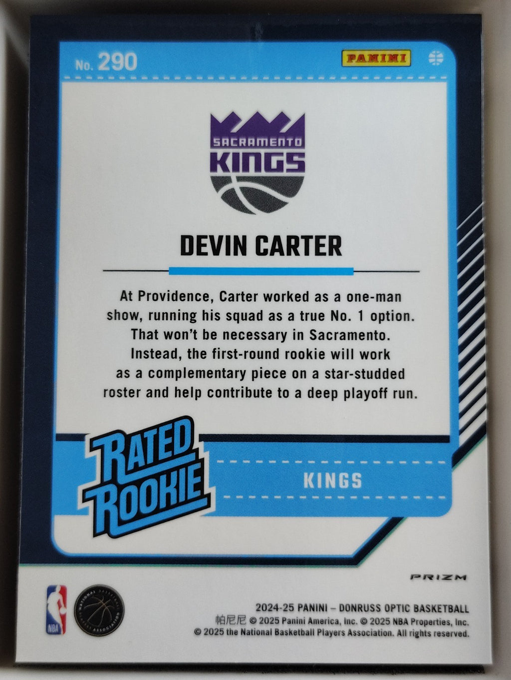 2024-25 Panini Donruss Optic #290 Devin Carter Fast Break