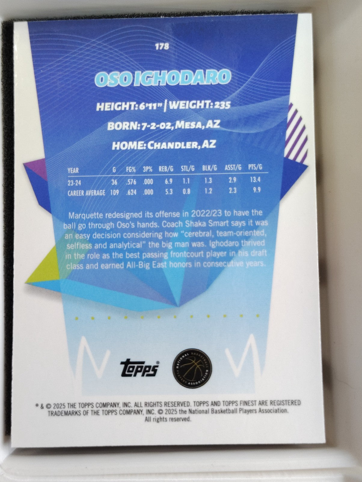 2024-25 Topps Finest Oso Ighodaro #178  Purple Geometric 73/75