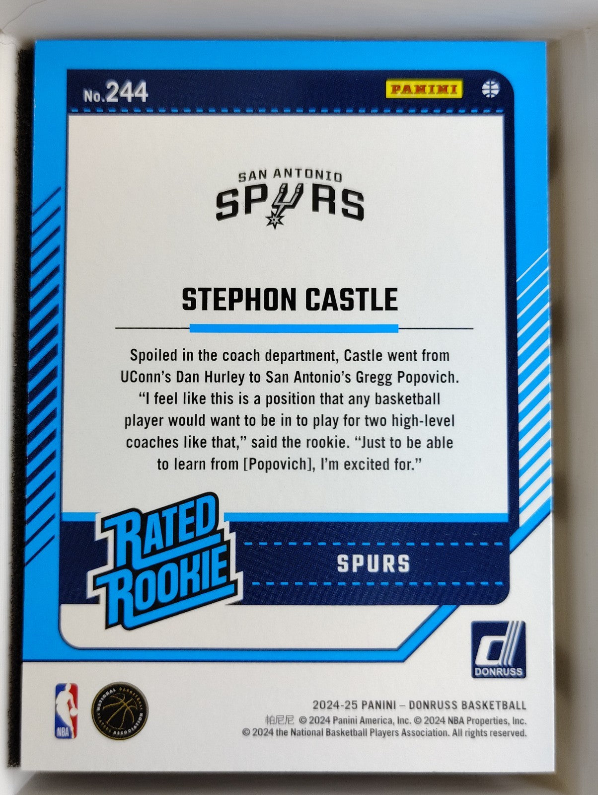 2024-25 Panini Donruss - Rated Rookie Stephon Castle #244