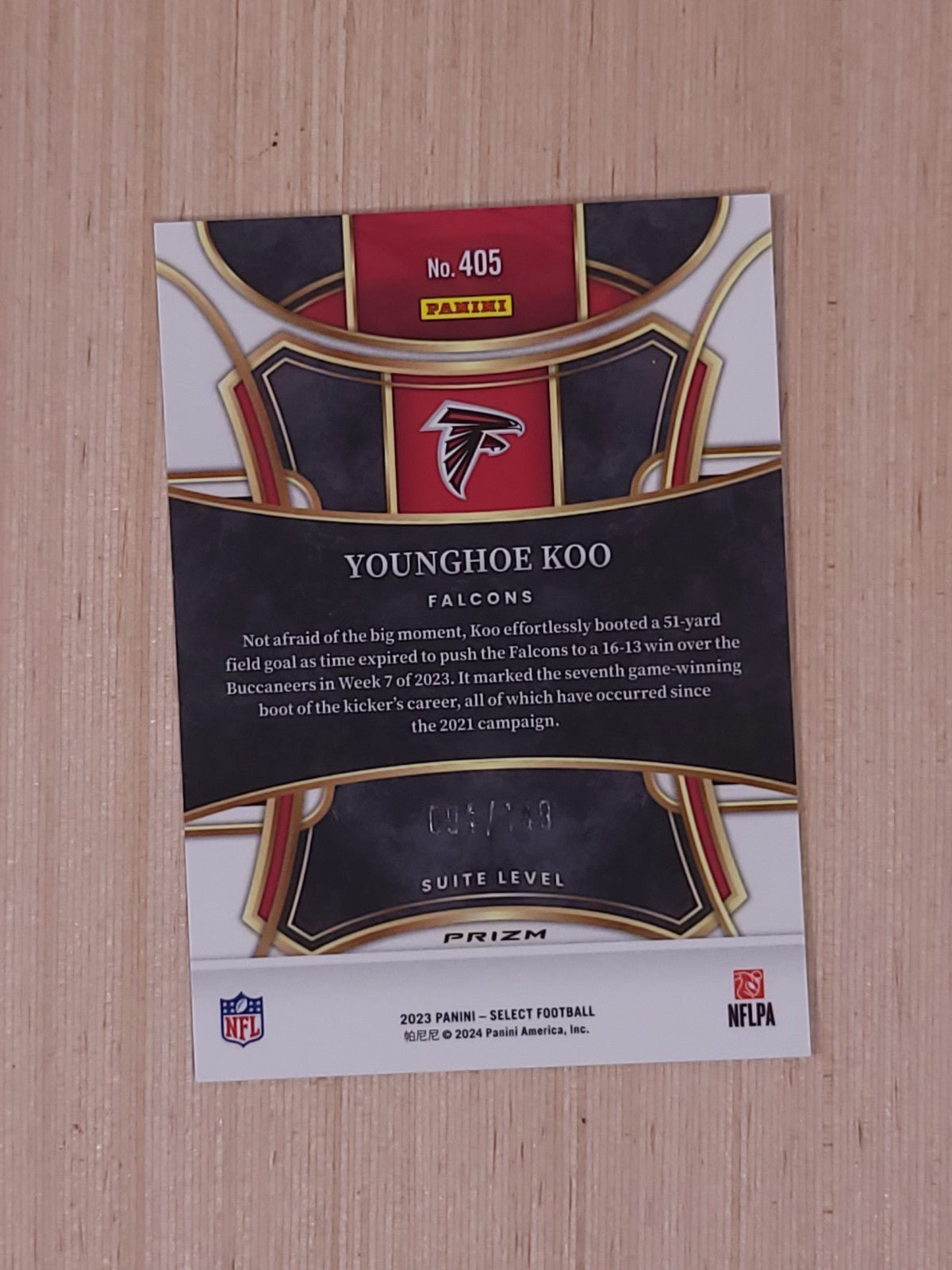 2023 Panini Select - Suite Level Younghoe Koo #405 Tri-Color Prizm /149