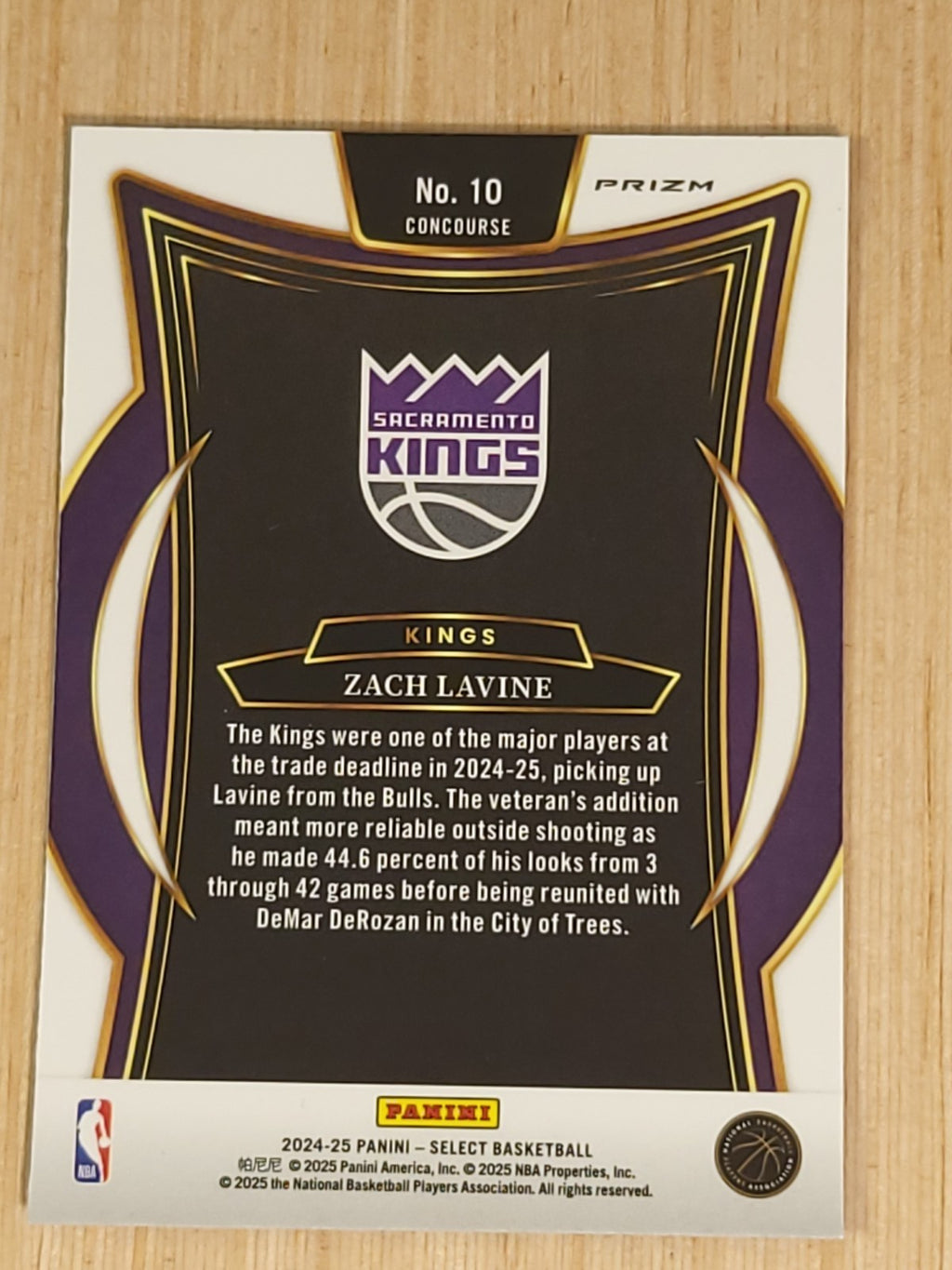 2024-25 Panini Select #10 Zach Lavine Green White Purple