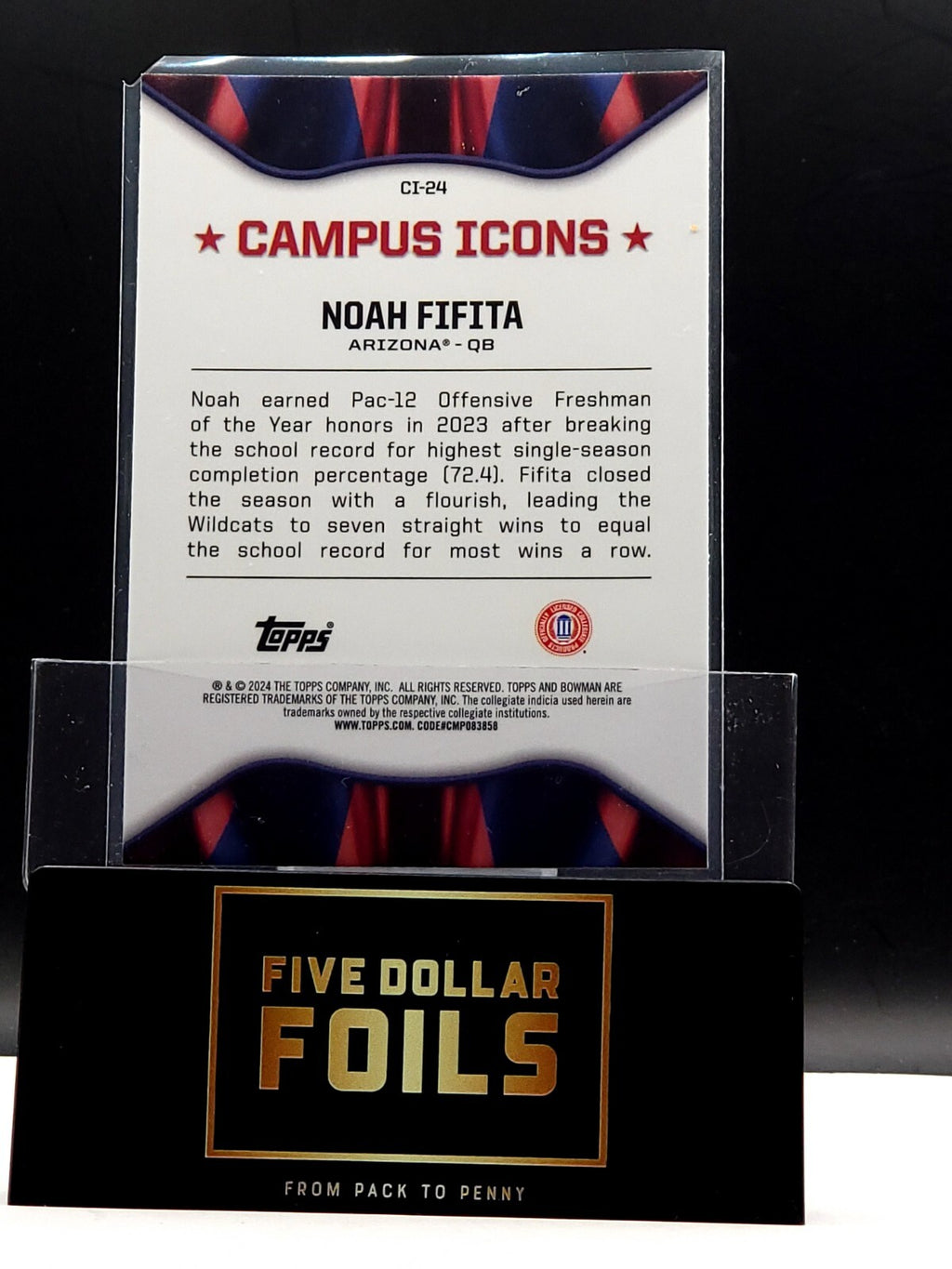 2024 Bowman University Chrome Campus Icons Noah Fifita Magenta 026/150 # CI-24