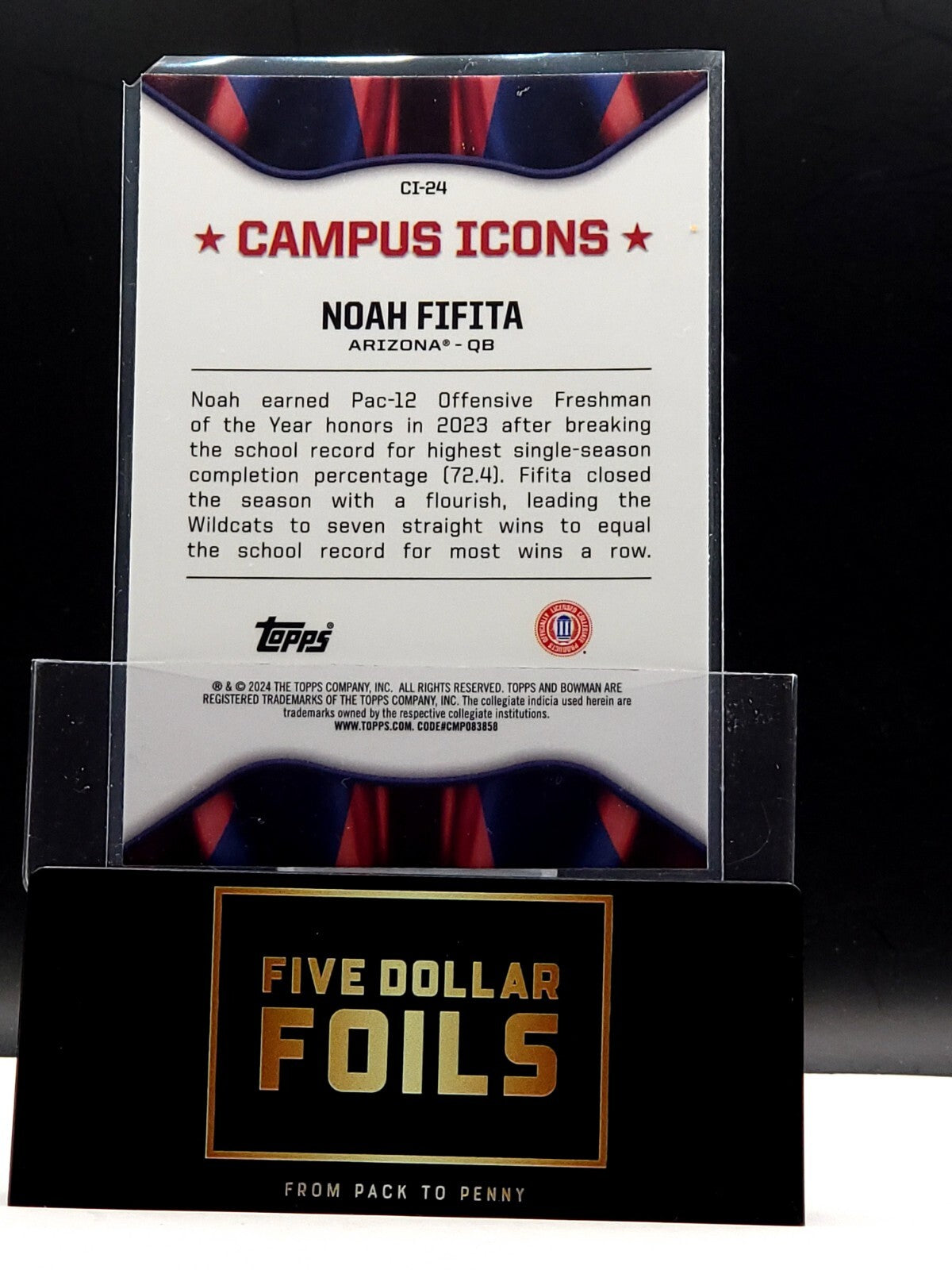 2024 Bowman University Chrome Campus Icons Noah Fifita Magenta 026/150 # CI-24
