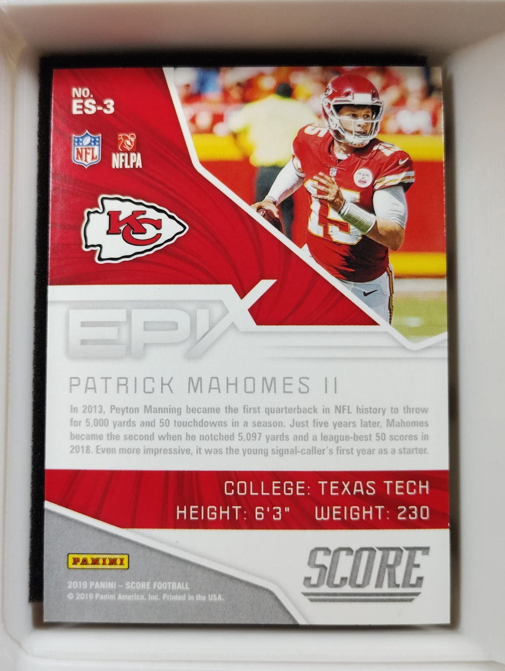 2019 Score - Epix Patrick Mahomes II #ES-3 Season