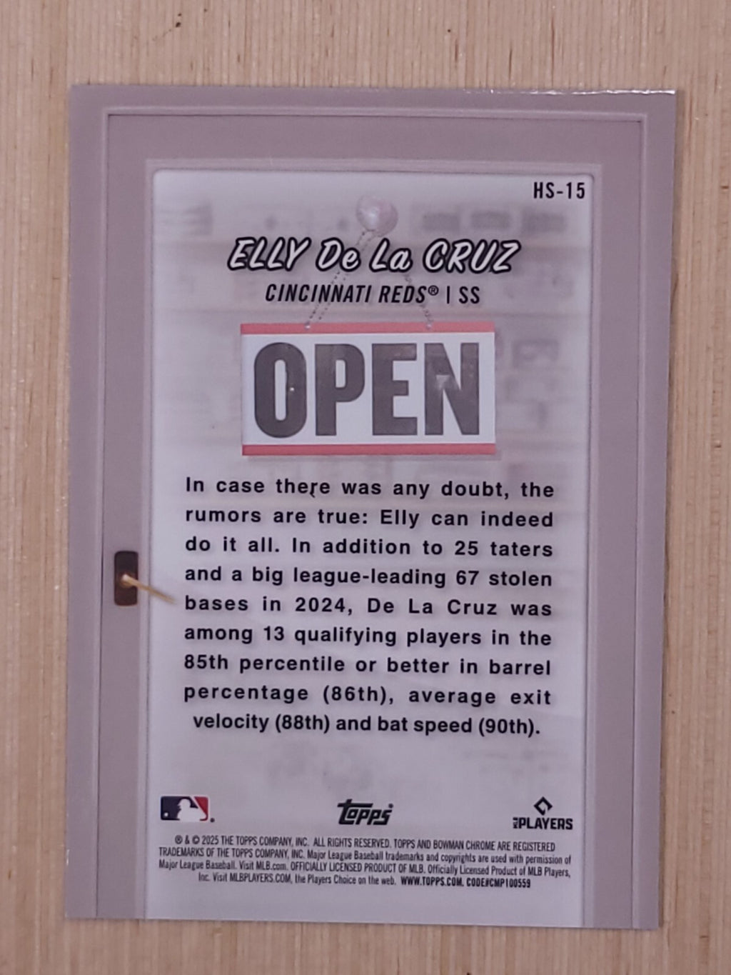2025 Bowman Elly De La Cruz Chrome Card Shop HS-15
