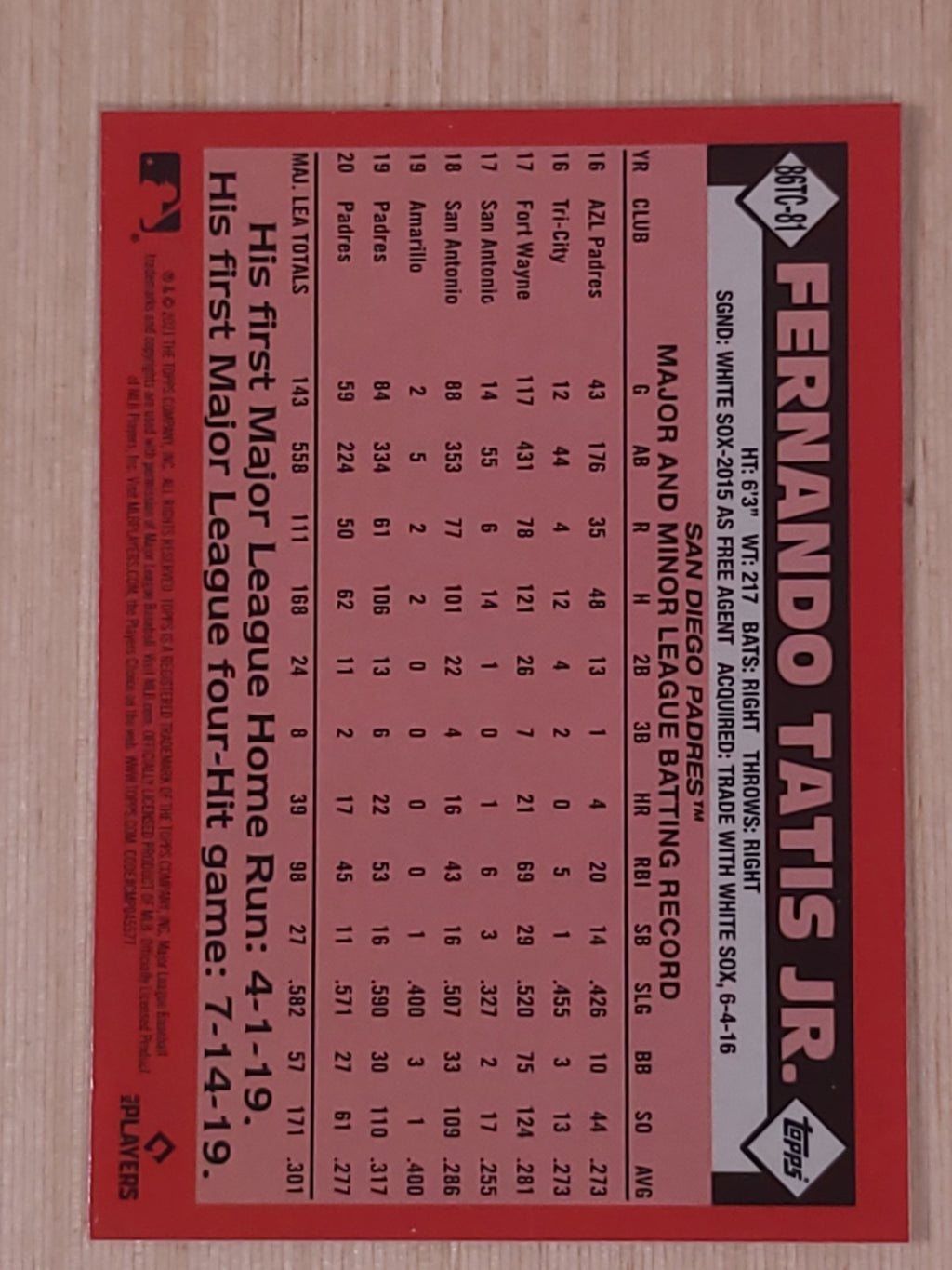 2021 Topps - Silver Pack Series 2 1986 Topps Chrome Fernando Tatís Jr. #86TC-81