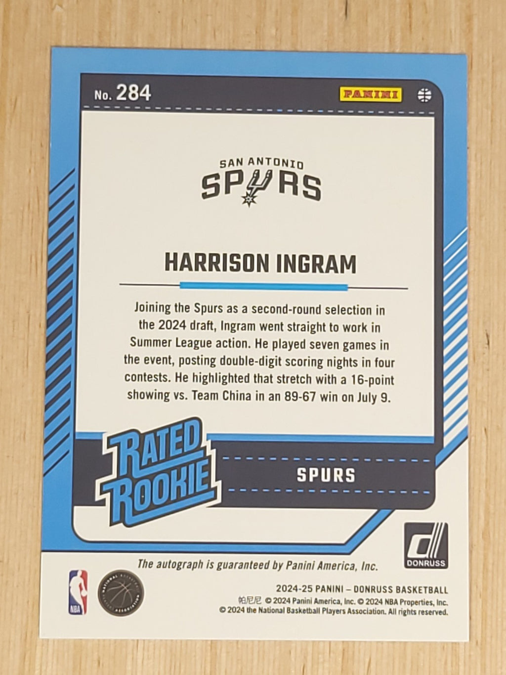 2024-25 Panini Donruss - Rated Rookie Signatures Harrison Ingram #284 Choice Red