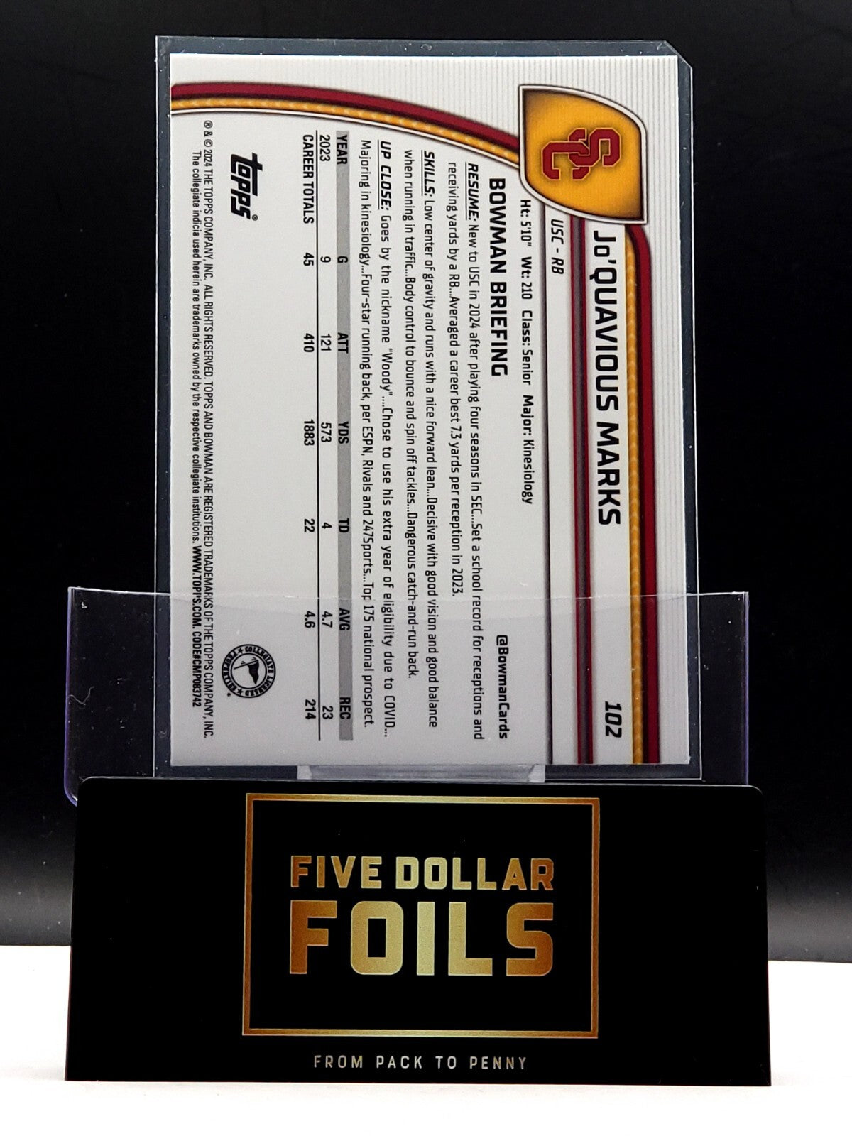 2024 Bowman University Chrome - #102 Jo'Quavious Marks Purple 327/399