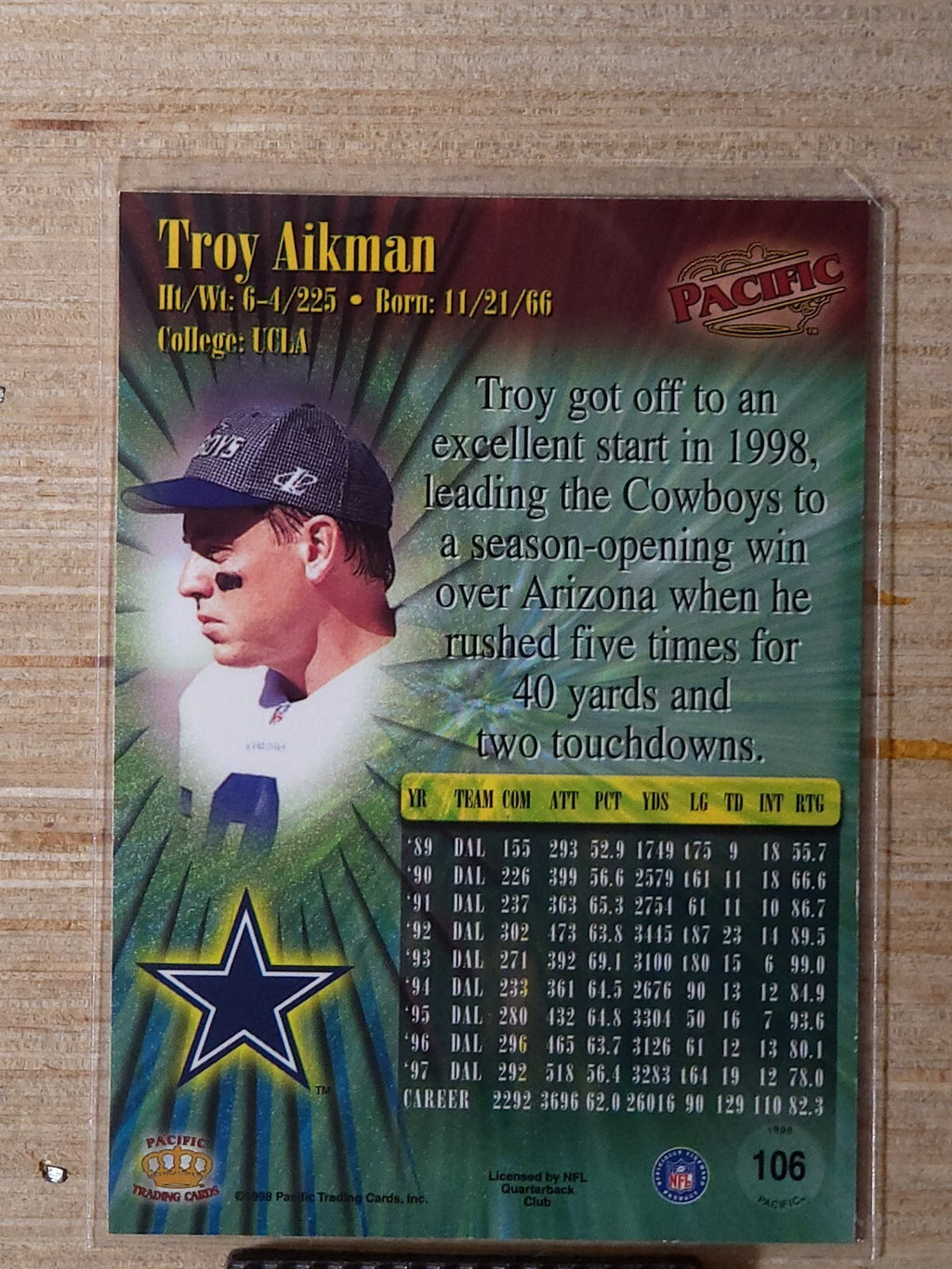 1998 Pacific #106 Troy Aikman