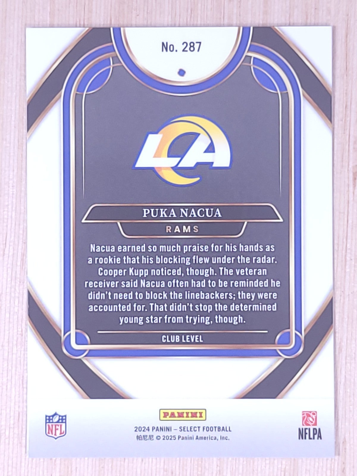 2024 Panini Select #287 Puka Nacua Club Level