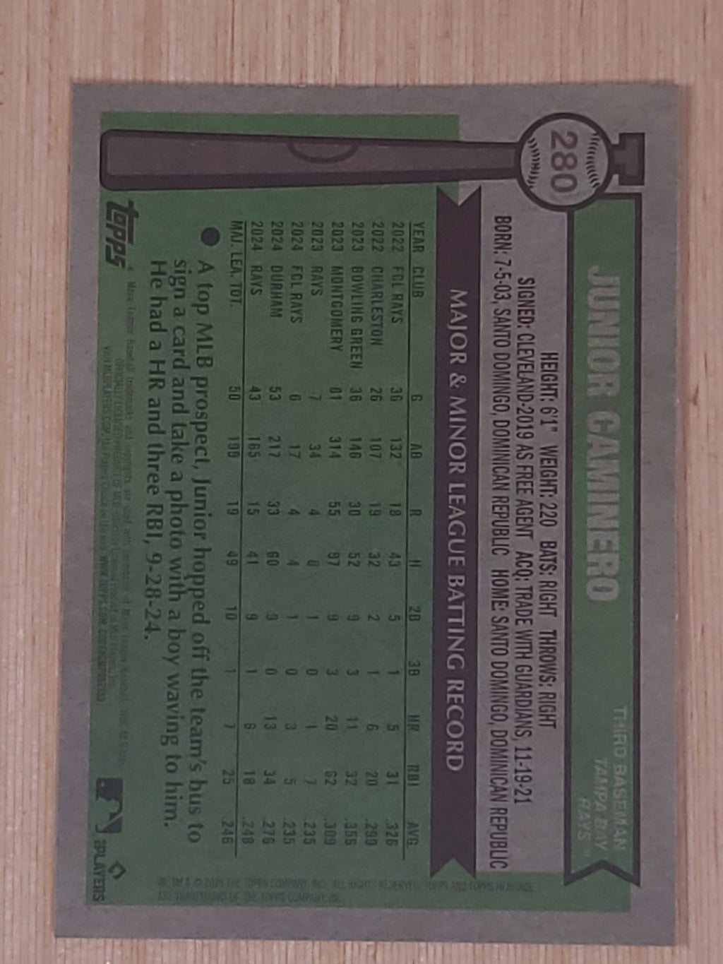 2025 Topps Heritage - Junior Caminero #280 Chrome Chrome