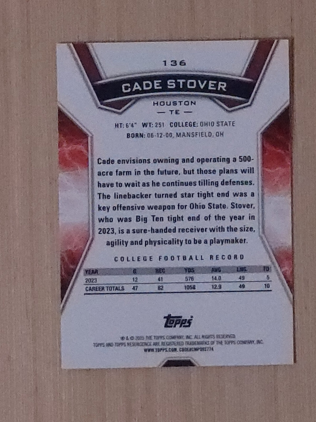 2025 Topps Resurgence Cade Stover #136