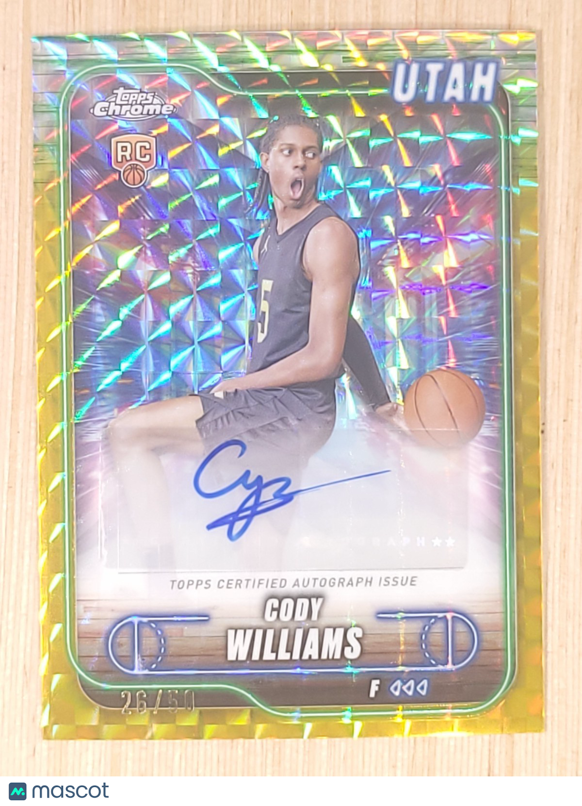2024-25 Topps Chrome #TCA-CWI Cody Williams Geometric Gold 26/50