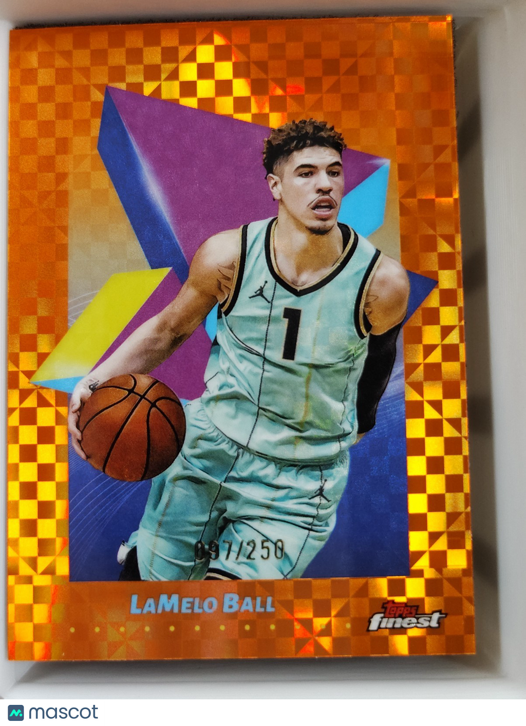 2024-25 Topps Finest LaMelo Ball #13 Orange Checkerboard Refractor 097/250