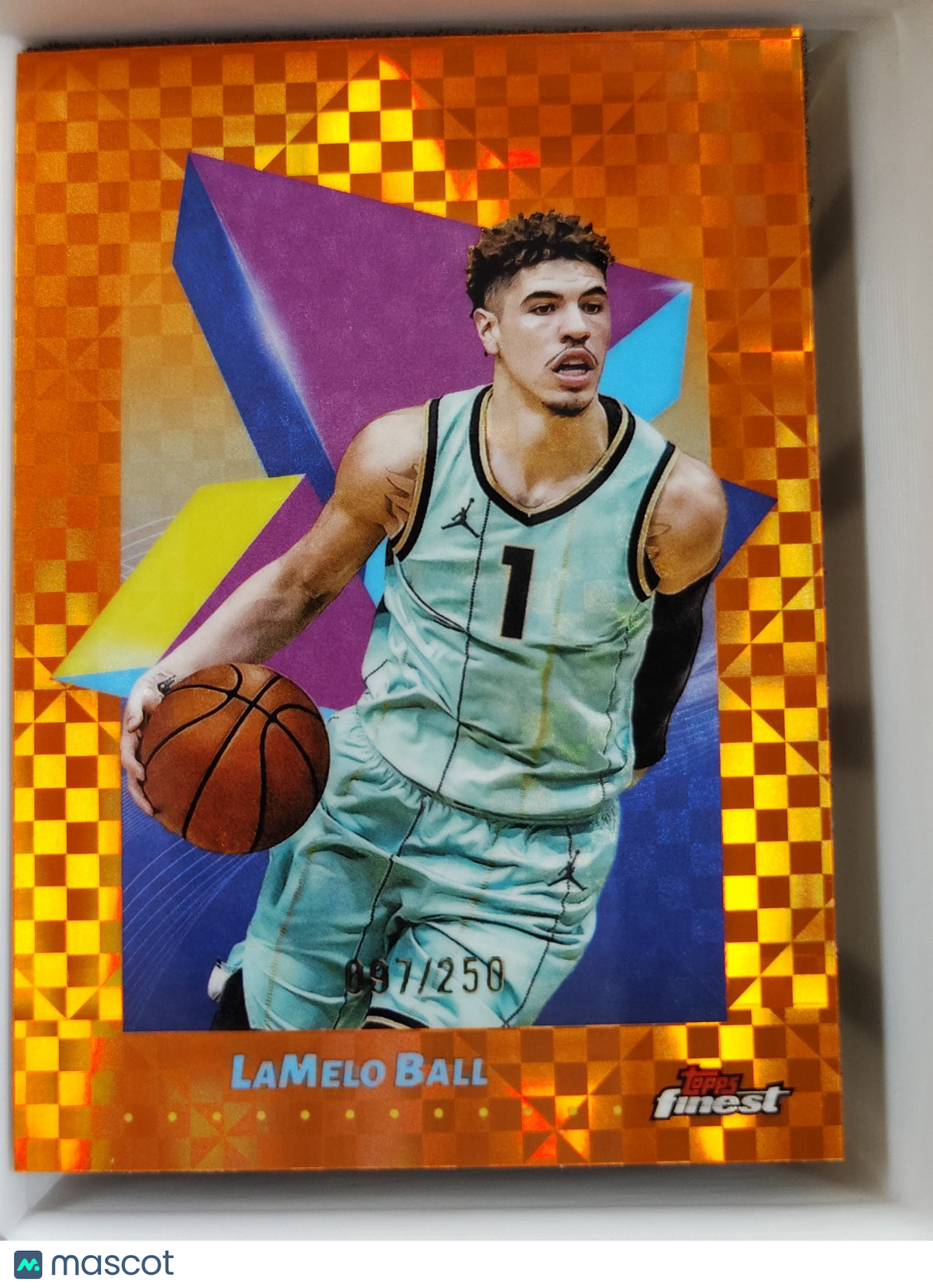 2024-25 Topps Finest LaMelo Ball #13 Orange Checkerboard Refractor 097/250