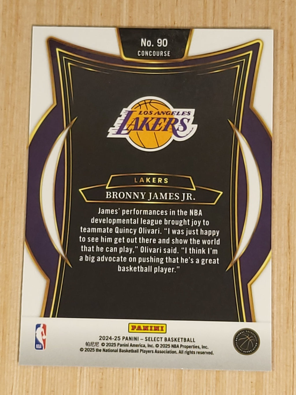 2024-25 Panini Select - Concourse Bronny James #90 (RC)