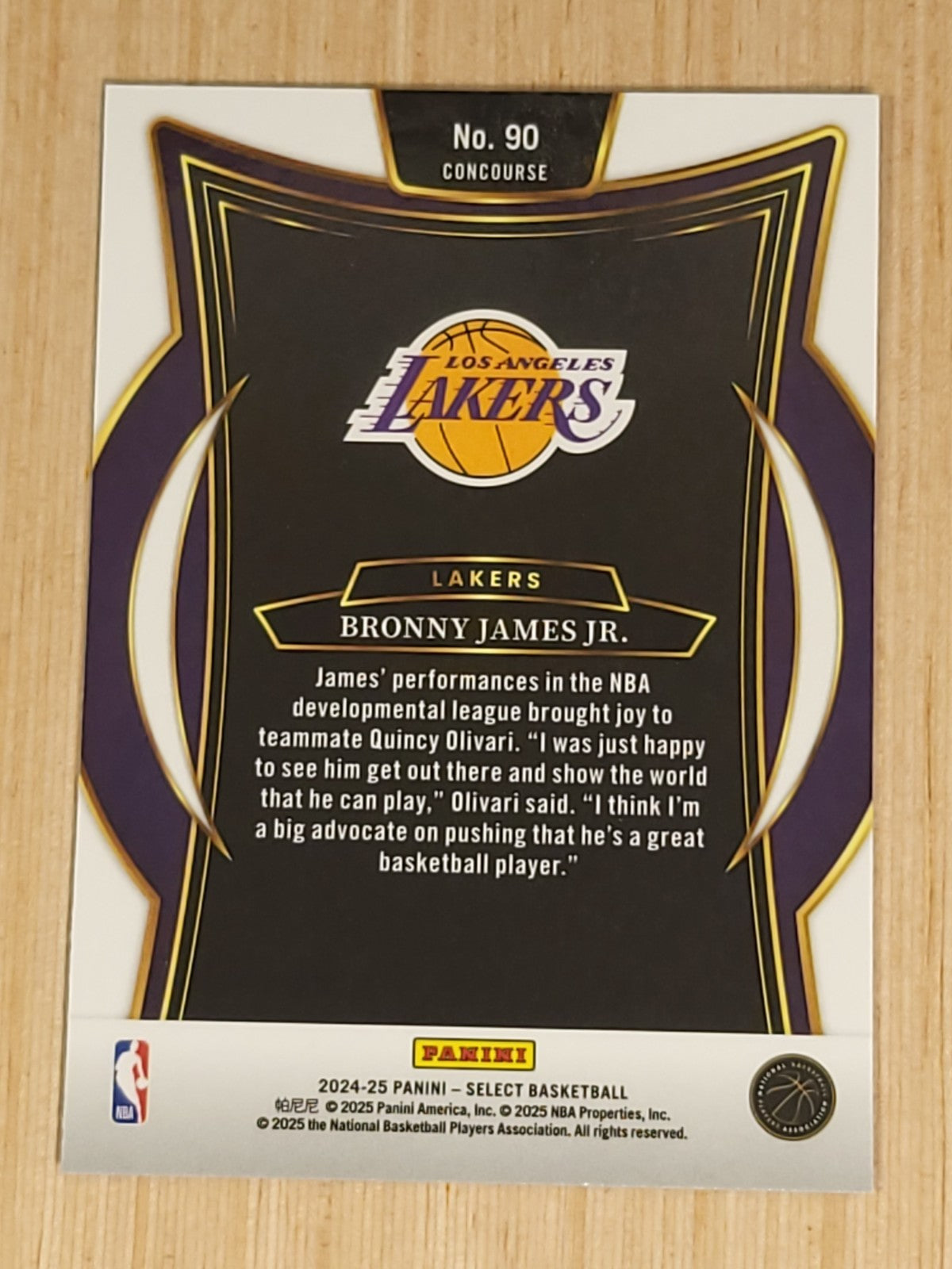 2024-25 Panini Select - Concourse Bronny James #90 (RC)