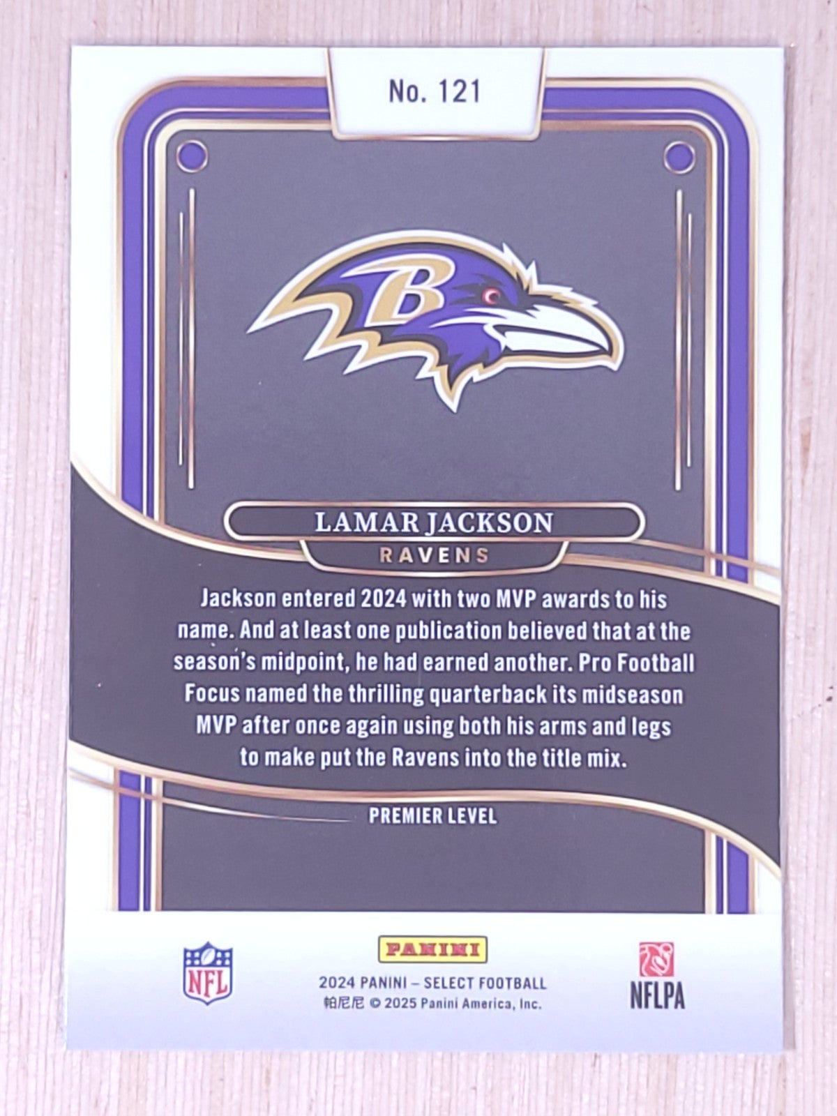 2024 Panini Select #121 Lamar Jackson Premier Level