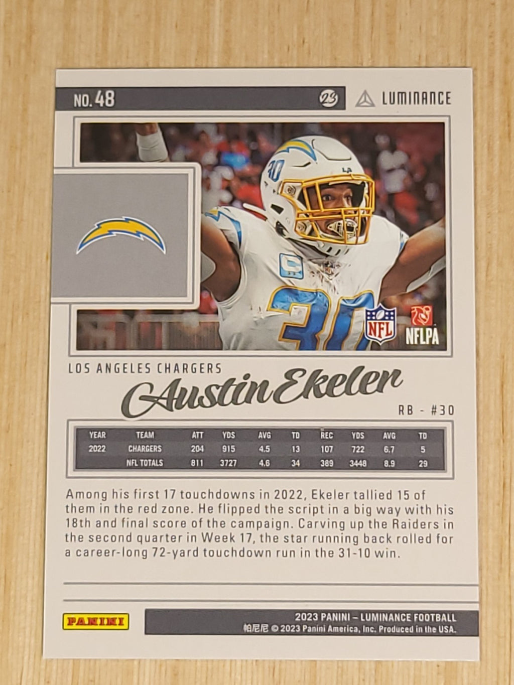 2023 Panini Luminance - Austin Ekeler #48 Gold /250