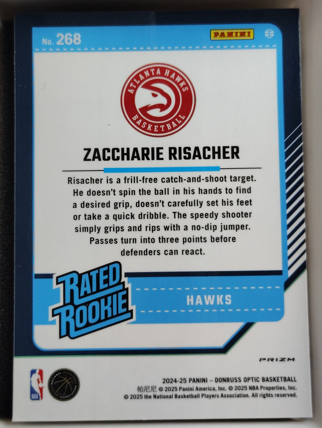 2024-25 Panini Donruss Optic #286 Zaccharie Risacher Purple Shock