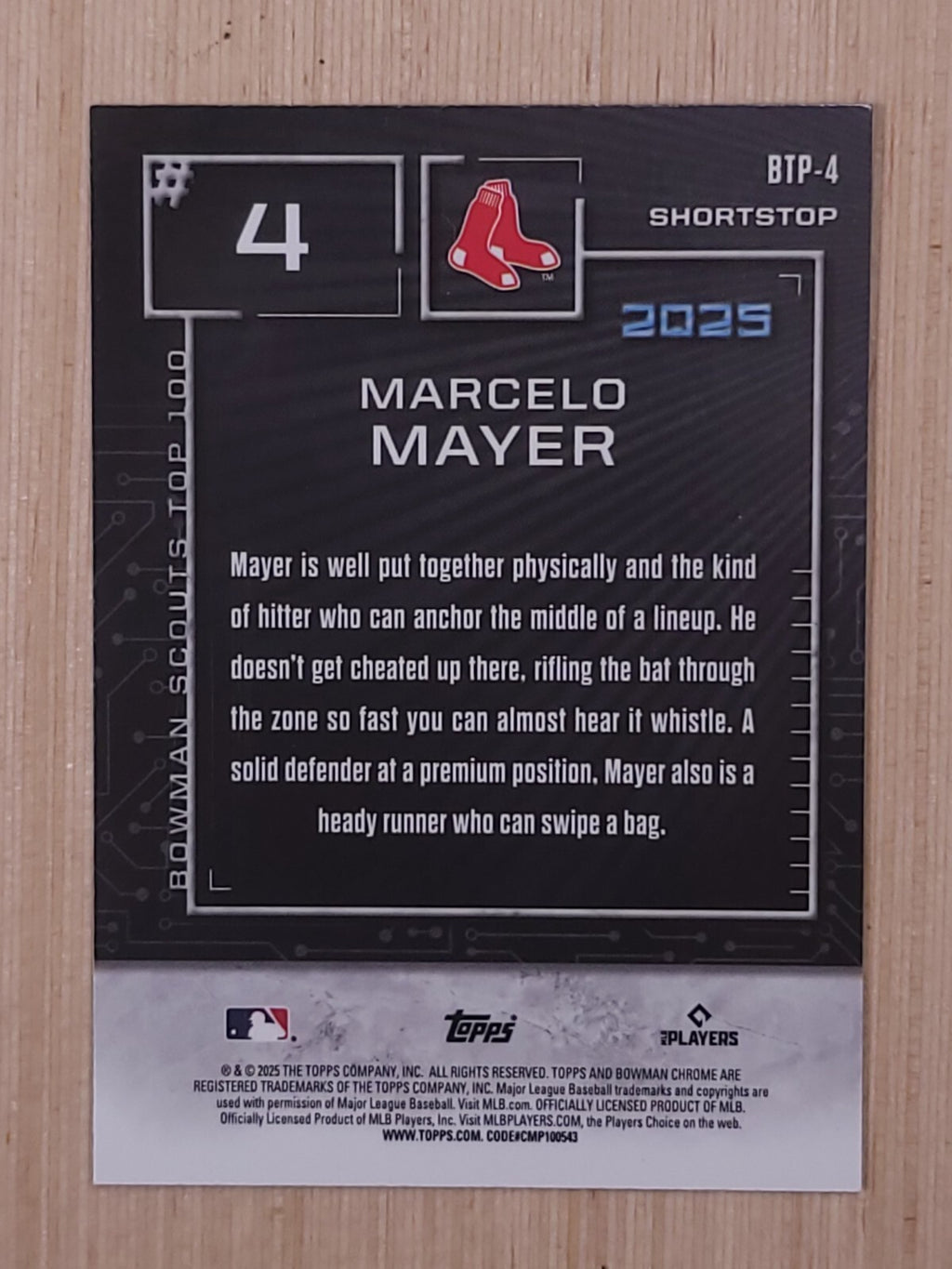 2025 Bowman - Bowman Scouts Top 100 Chrome Marcelo Mayer #BTP-4 (RC)