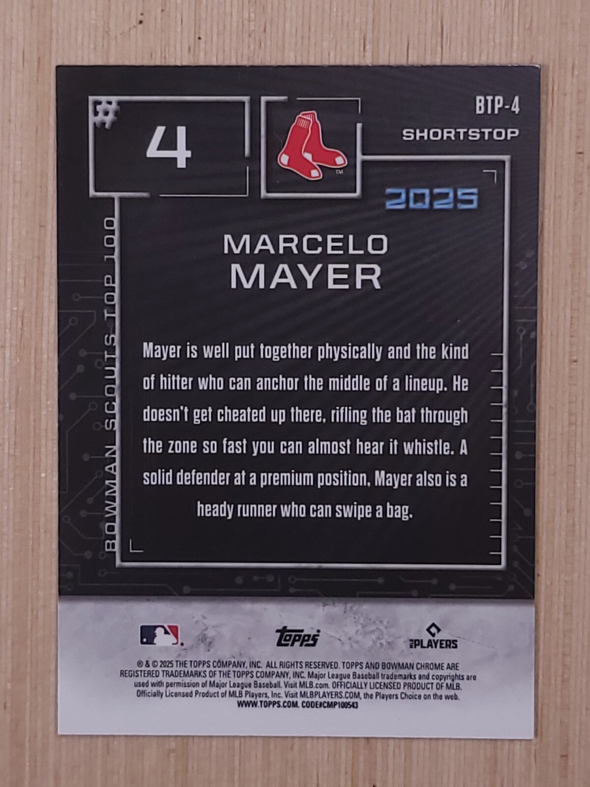 2025 Bowman - Bowman Scouts Top 100 Chrome Marcelo Mayer #BTP-4 (RC)