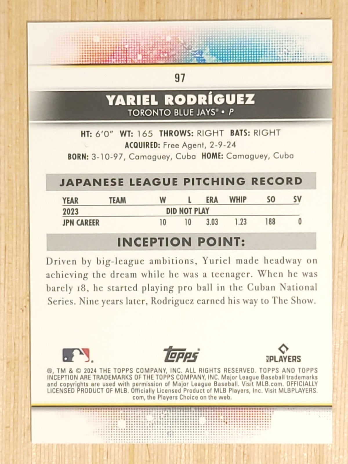 2024 Topps Inception - Yariel Rodriguez #97