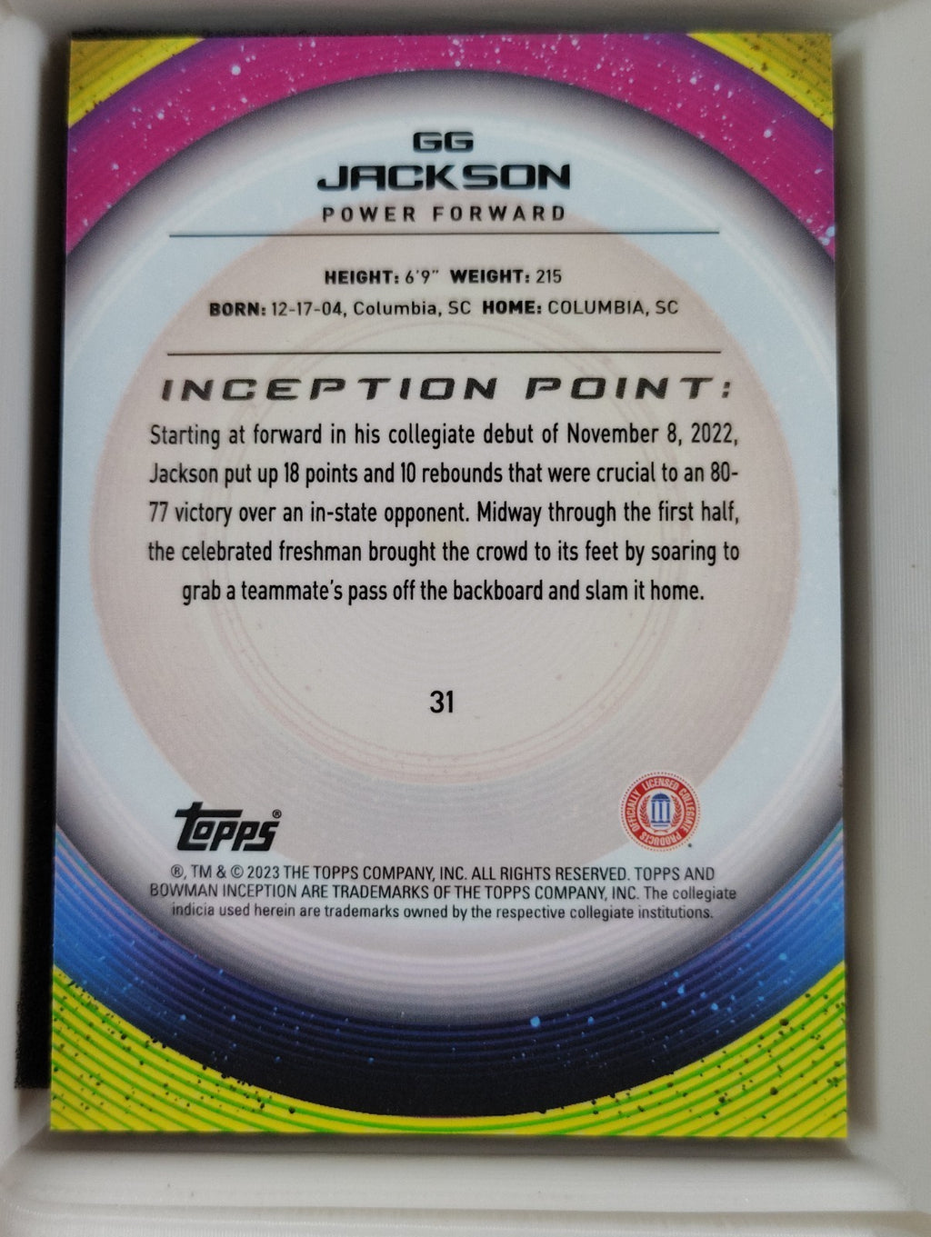 2022-23 Bowman Inception GG Jackson #31 Blue 78/99