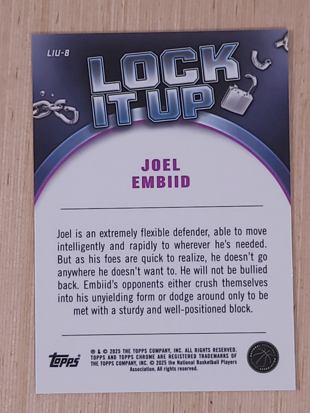 2024-25 Topps Chrome Lock It Up Joel Embiid #LIU-8 Gold 18/50