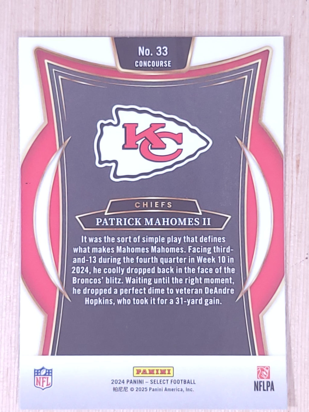 2024 Panini Select #33 Patrick Mahomes II Concourse