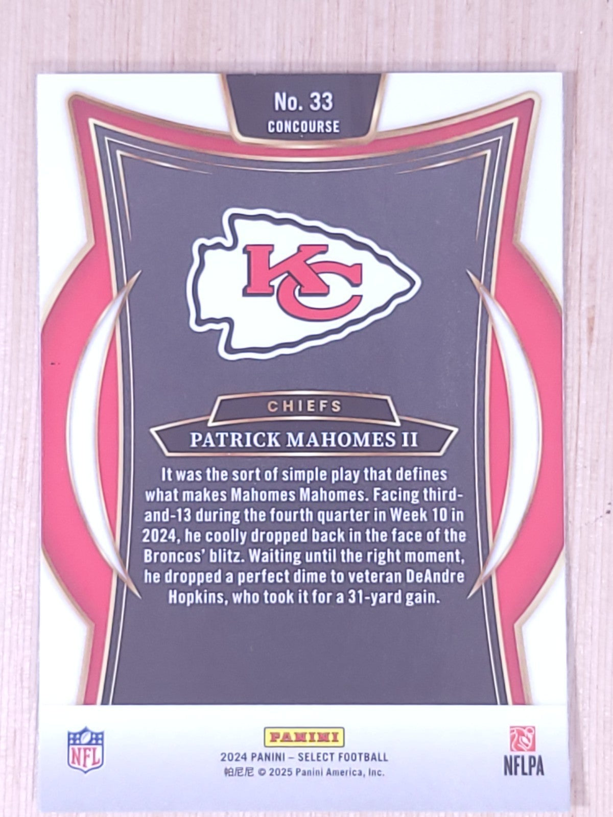 2024 Panini Select #33 Patrick Mahomes II Concourse