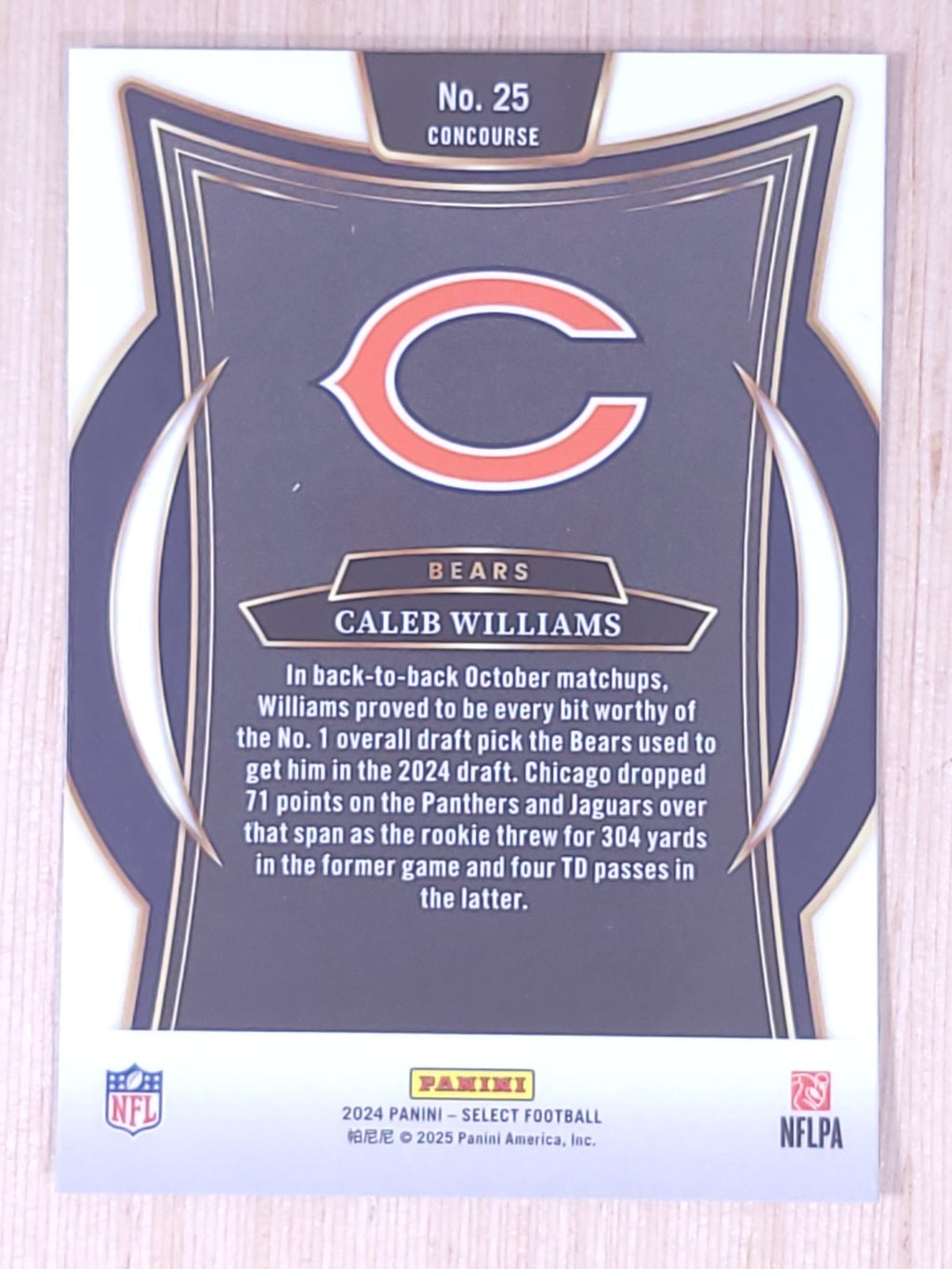 2024 Panini Select #25 Caleb Williams Concourse