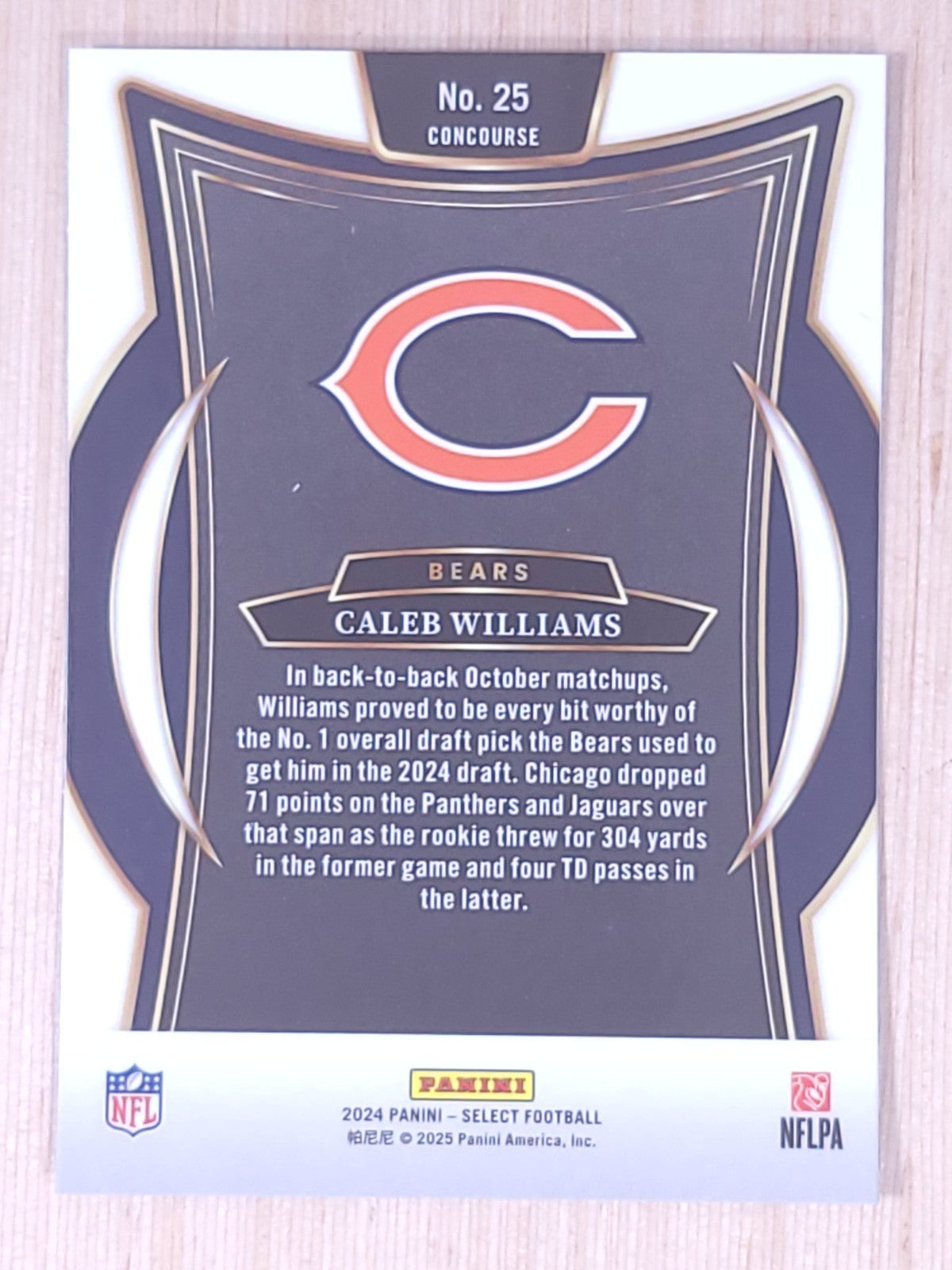 2024 Panini Select #25 Caleb Williams Concourse