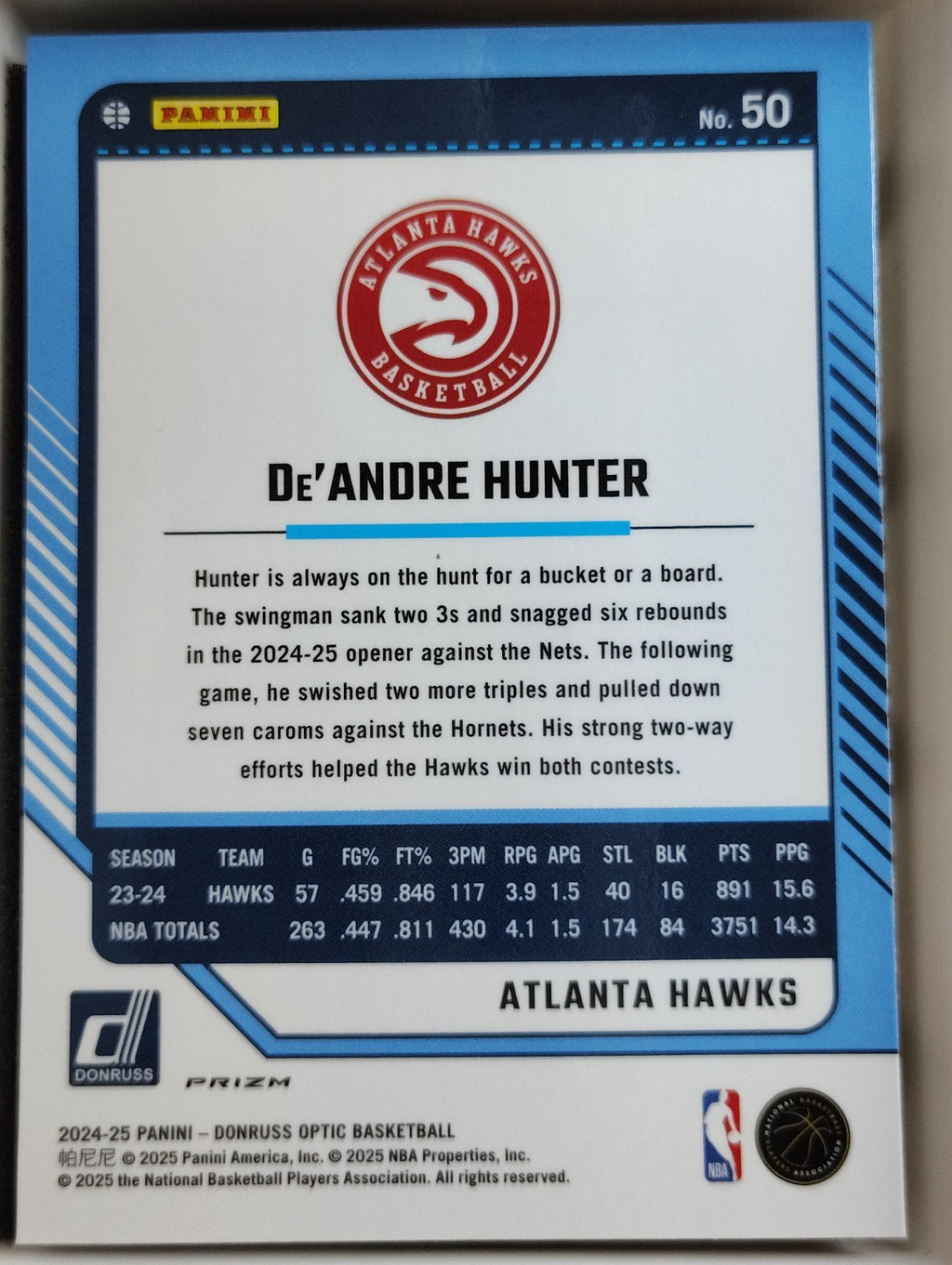 2024-25 Panini Donruss Optic De'Andre Hunter #50 Fast Break Disco