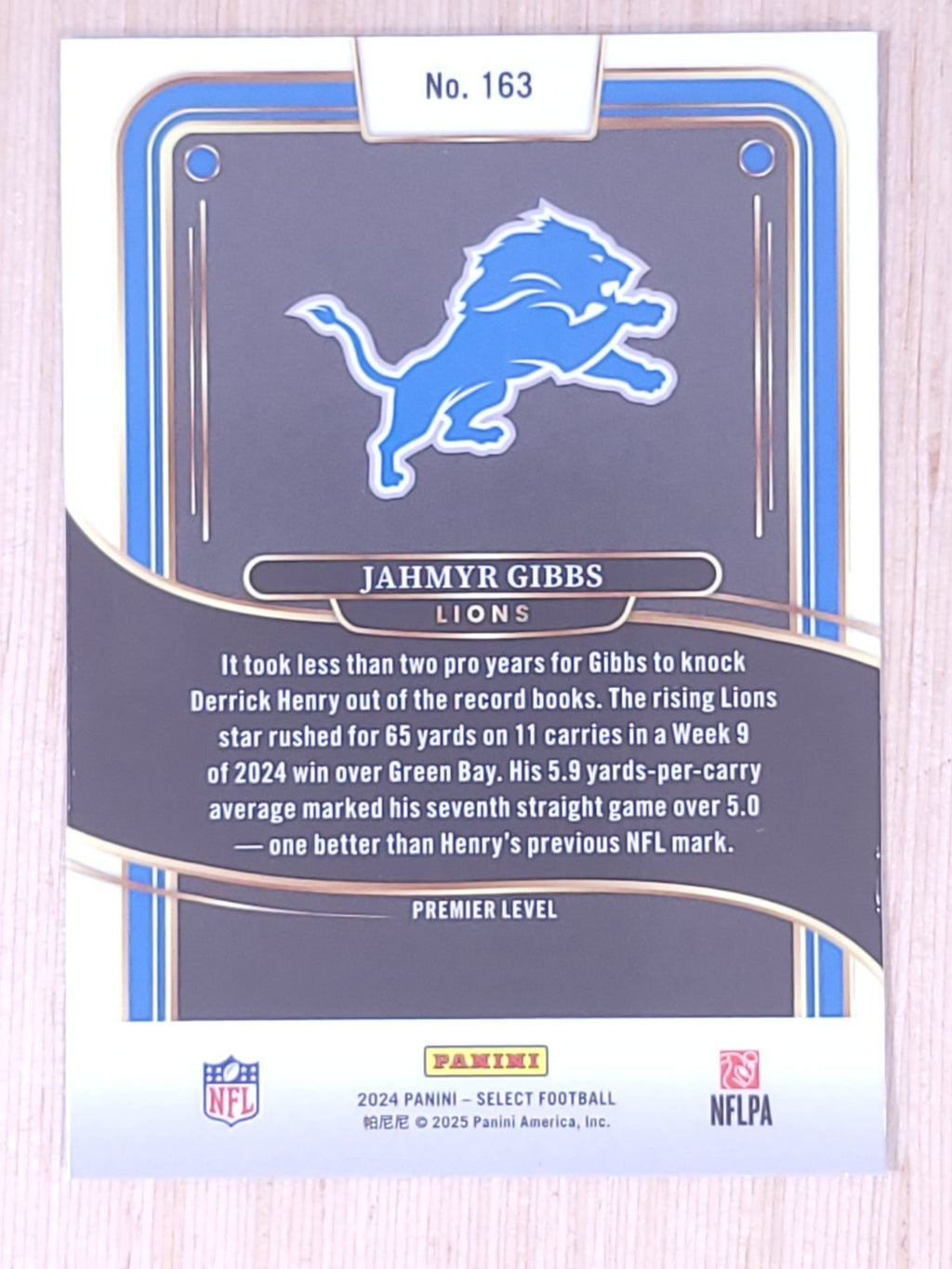2024 Panini Select #163 Jahmyr Gibbs Premier Level