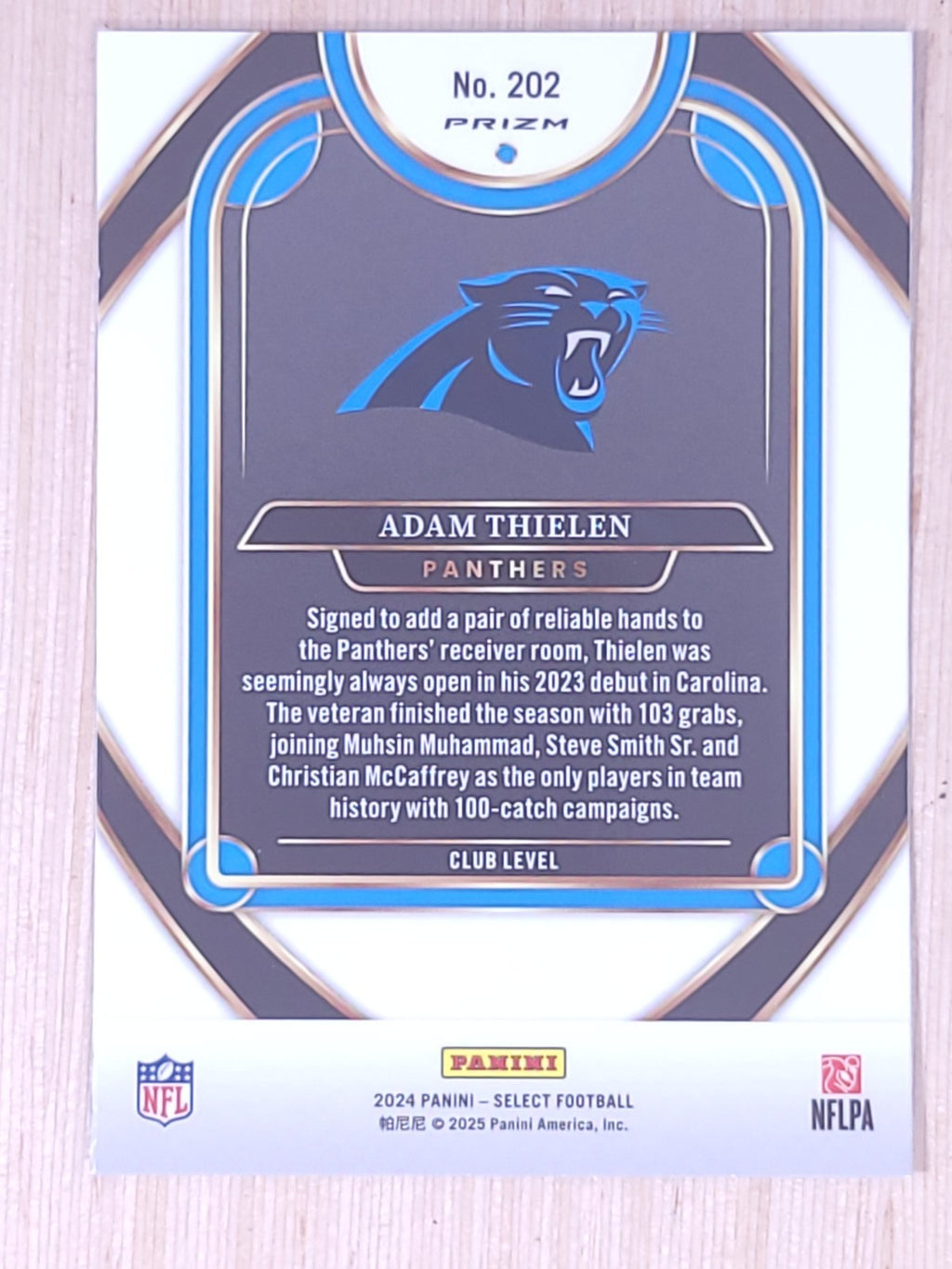 2024 Panini Select #202 Adam Thielen Club Level Green Yellow Shock